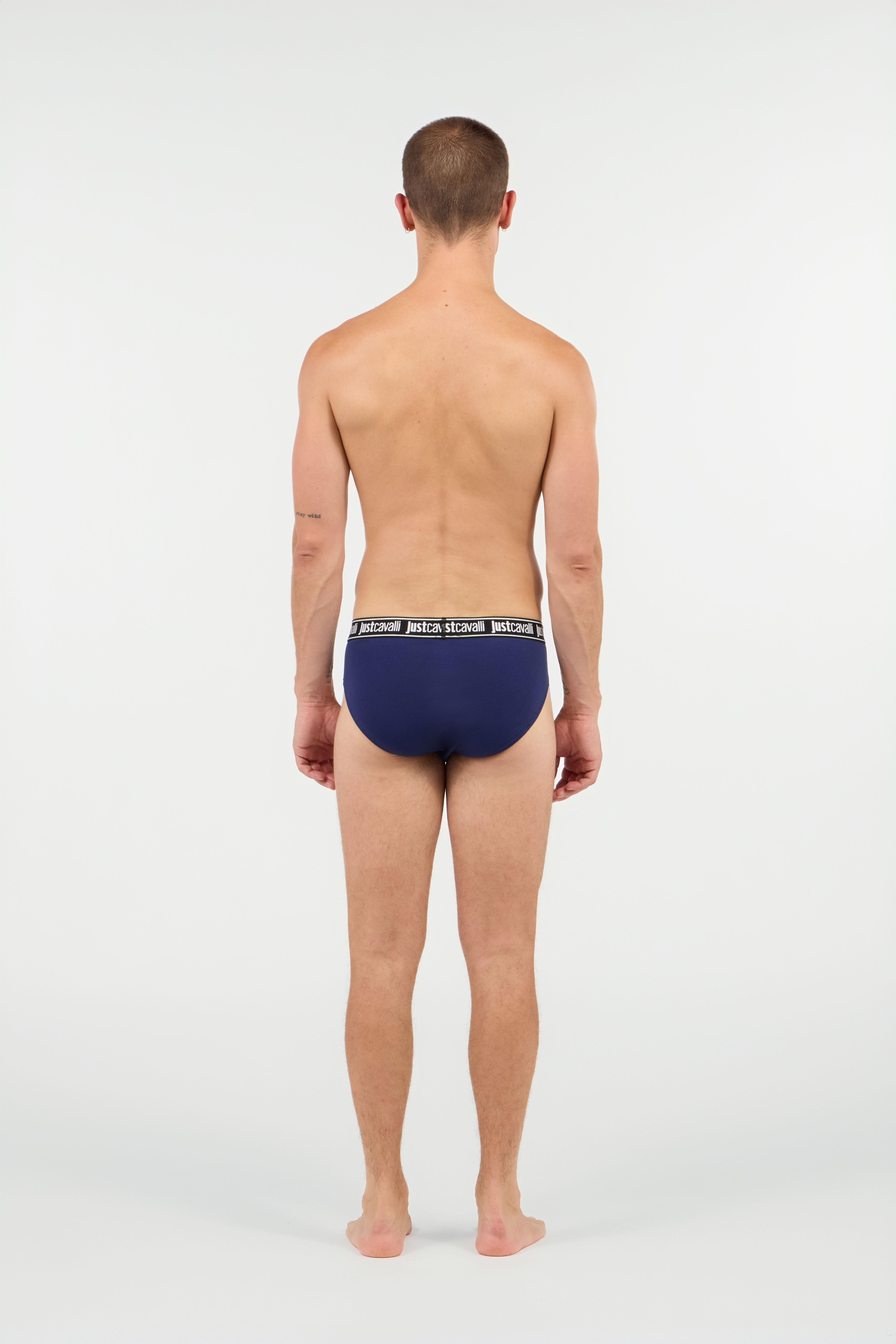 Roberto Cavalli Two-pack Blue Briefs With Logo Waistband In Blue