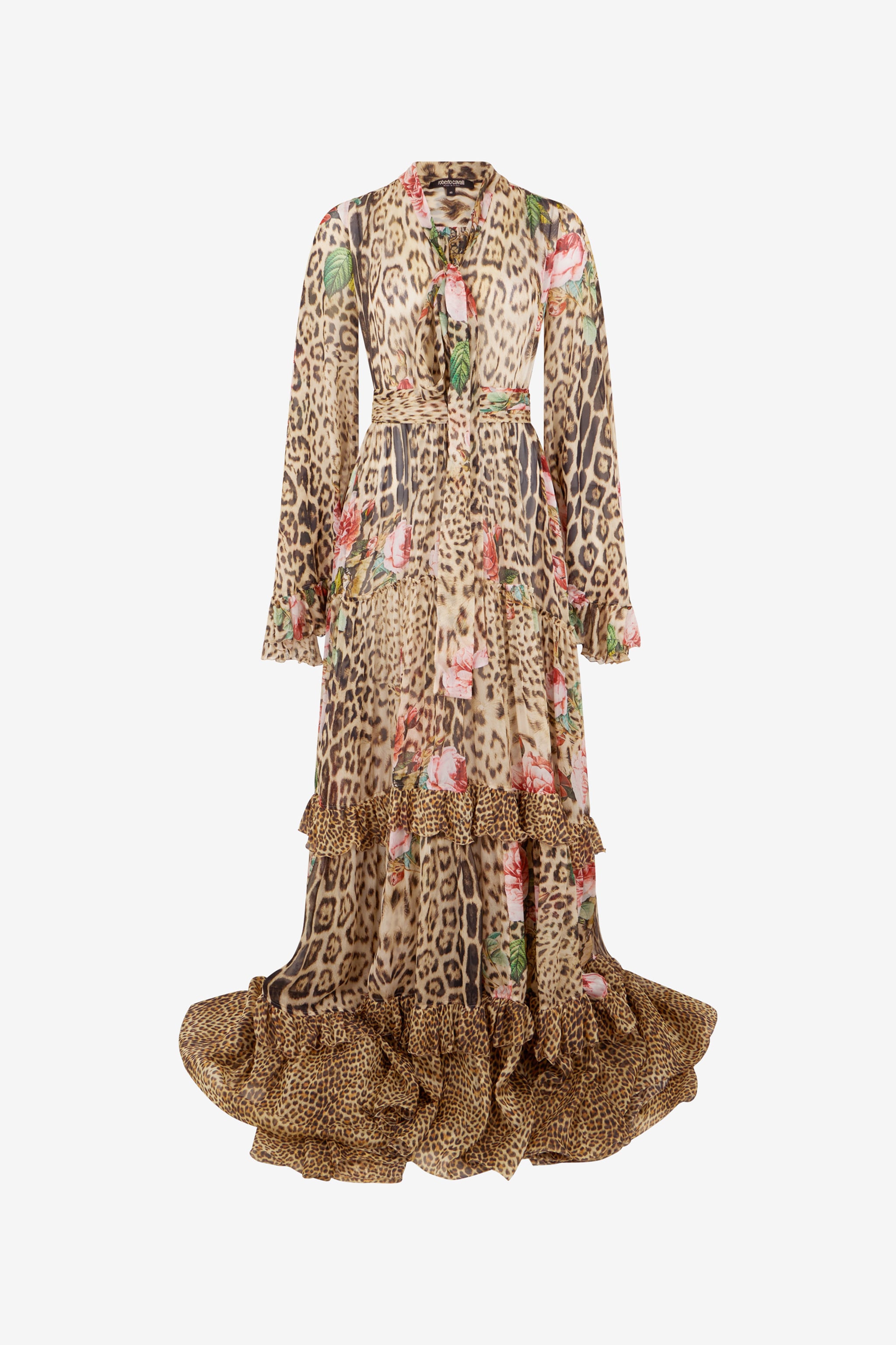 Roberto Cavalli Jaguar Roses Print Dress