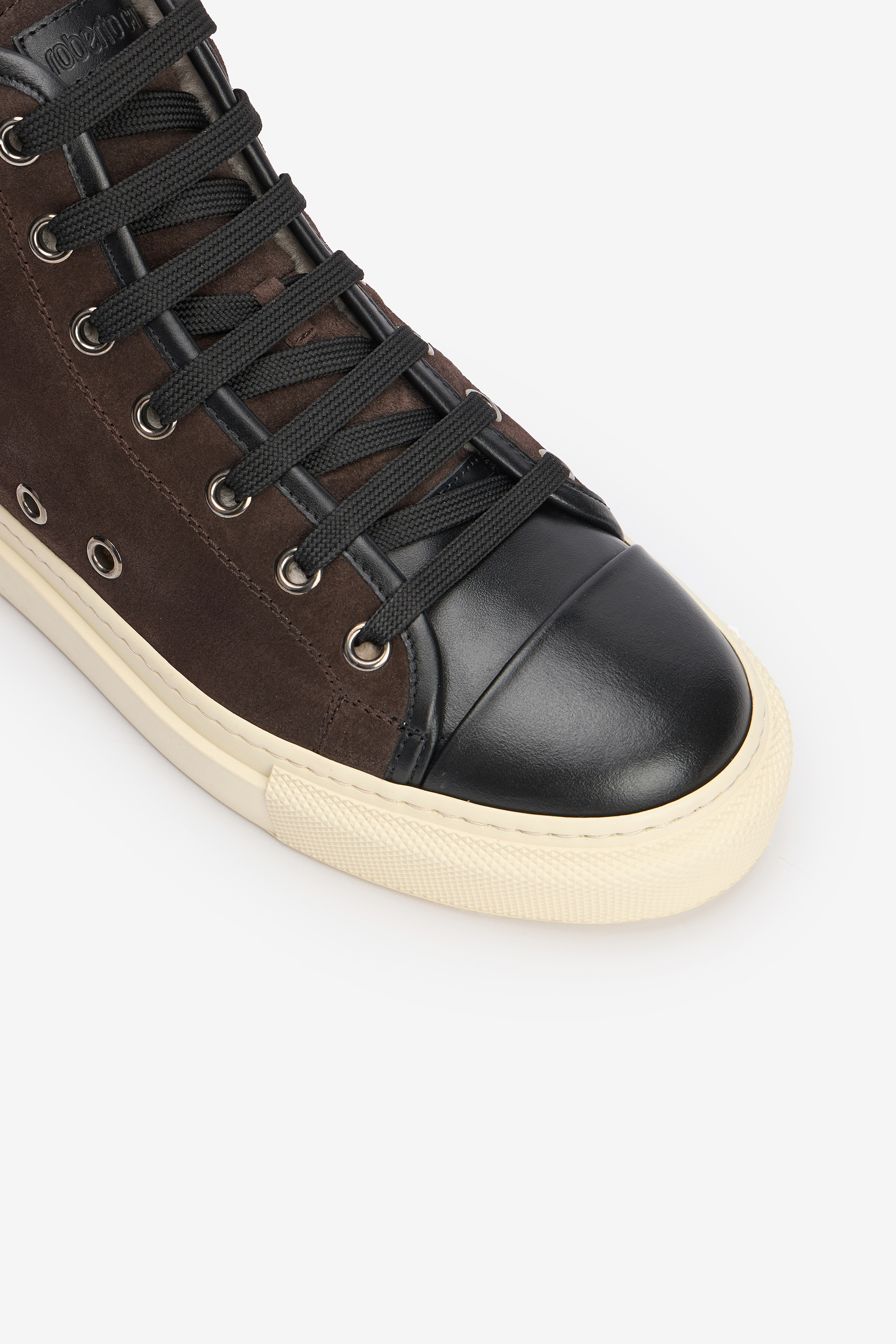 Roberto Cavalli High-top Sneakers Chocolate With Rc Monogram In Brown