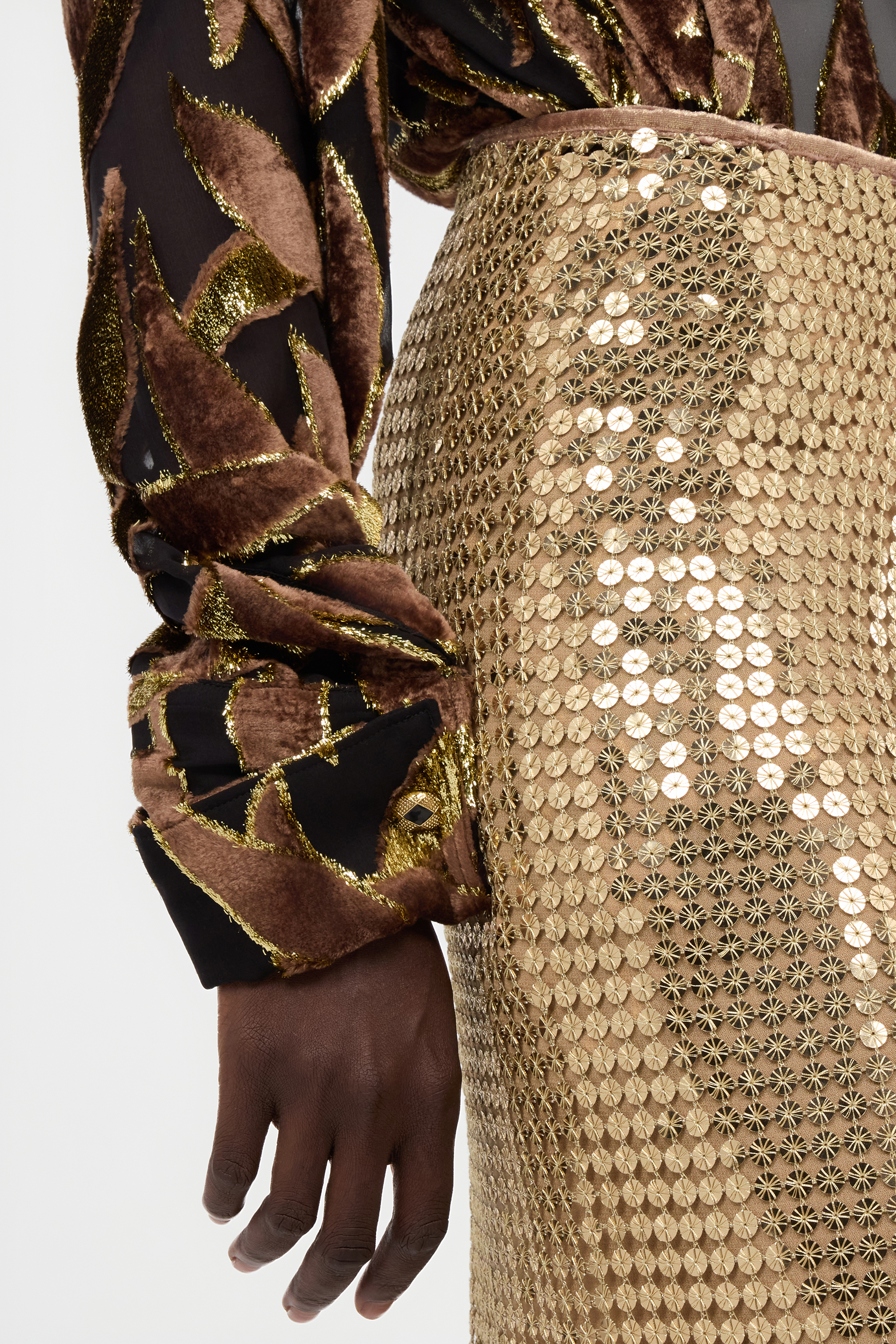 Roberto Cavalli Sequin Fringed Midi Skirt In Gold