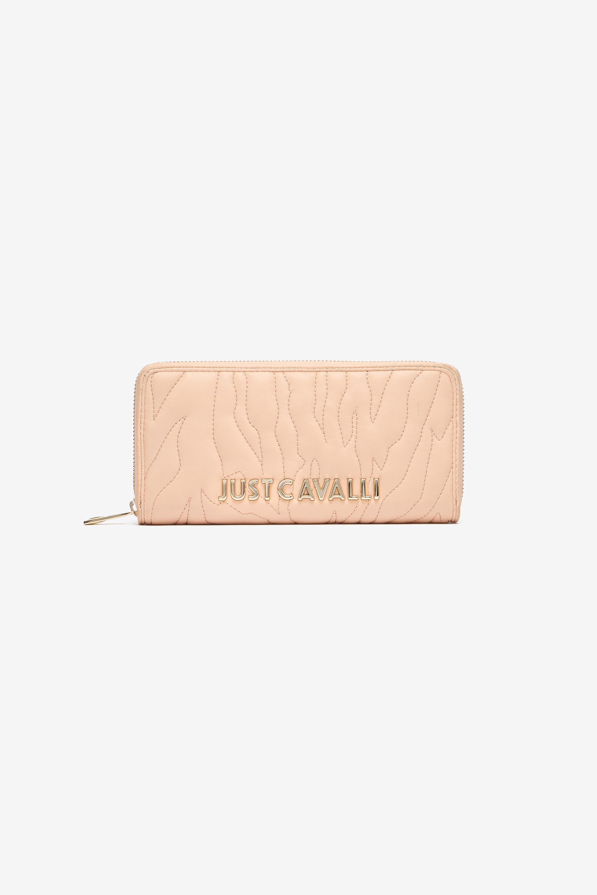 Roberto Cavalli Quilted Wallet With Logo In Light Brown