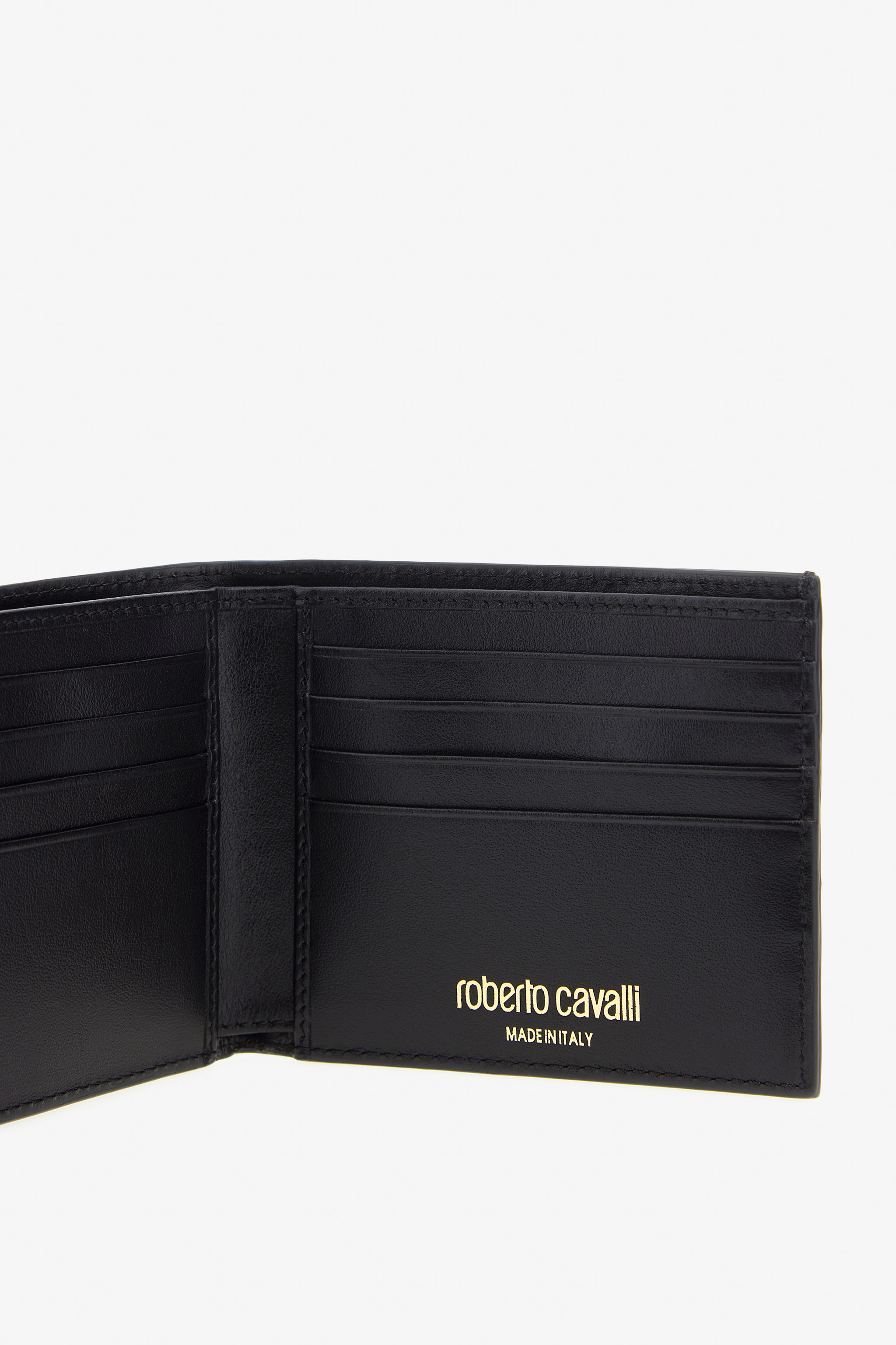 Roberto Cavalli Wallet With Monogram Mirror Snake In Dark Brown