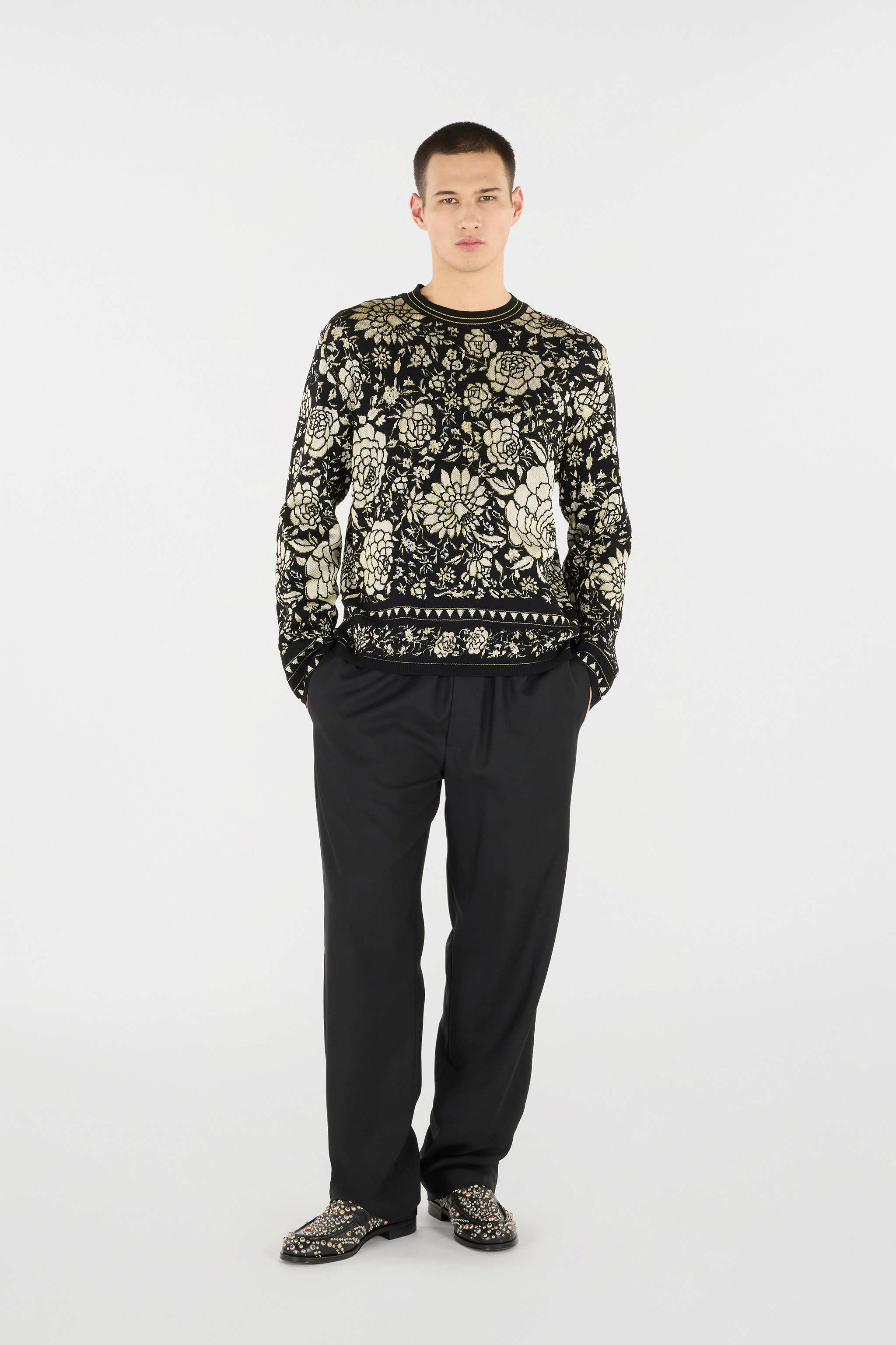 Floral Wool-Blend Sweater