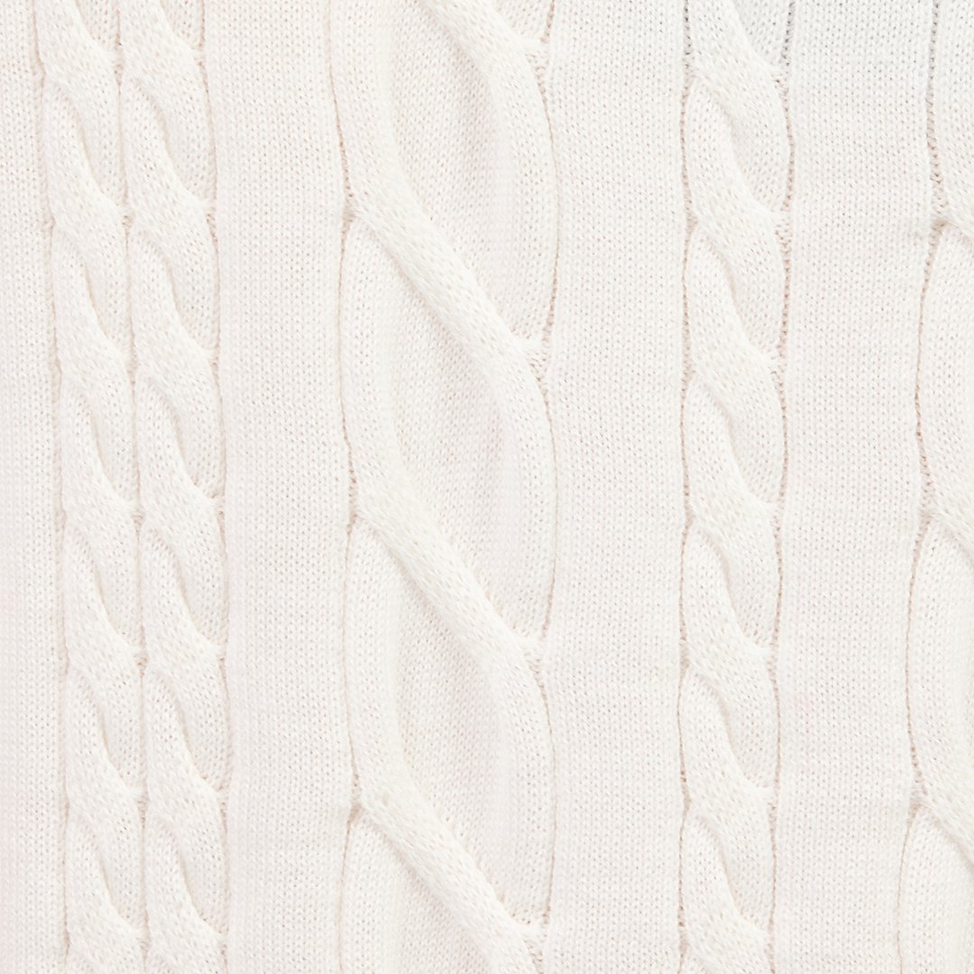 White Cable Knit Polo Shirt