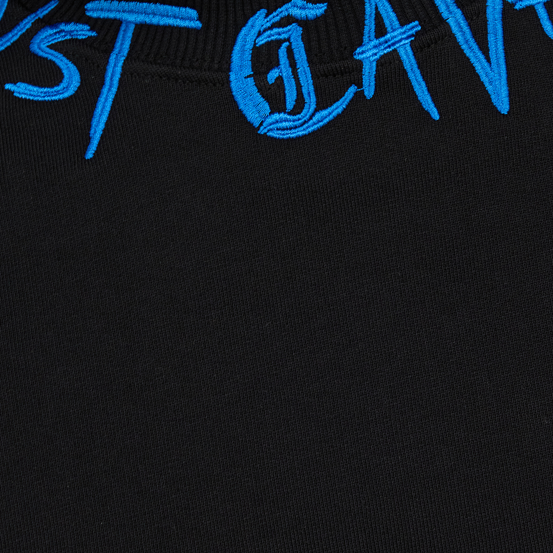 Roberto Cavalli Black Sweatshirt With Graffiti Logo Embroidery In Black