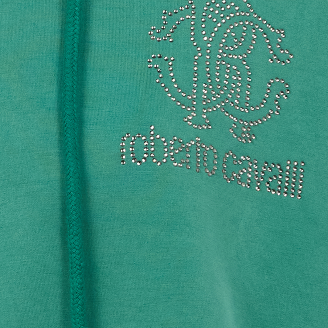ROBERTO CAVALLI GRÜNES HOODIE-SWEATSHIRT MIT RC MONOGRAM-LOGO