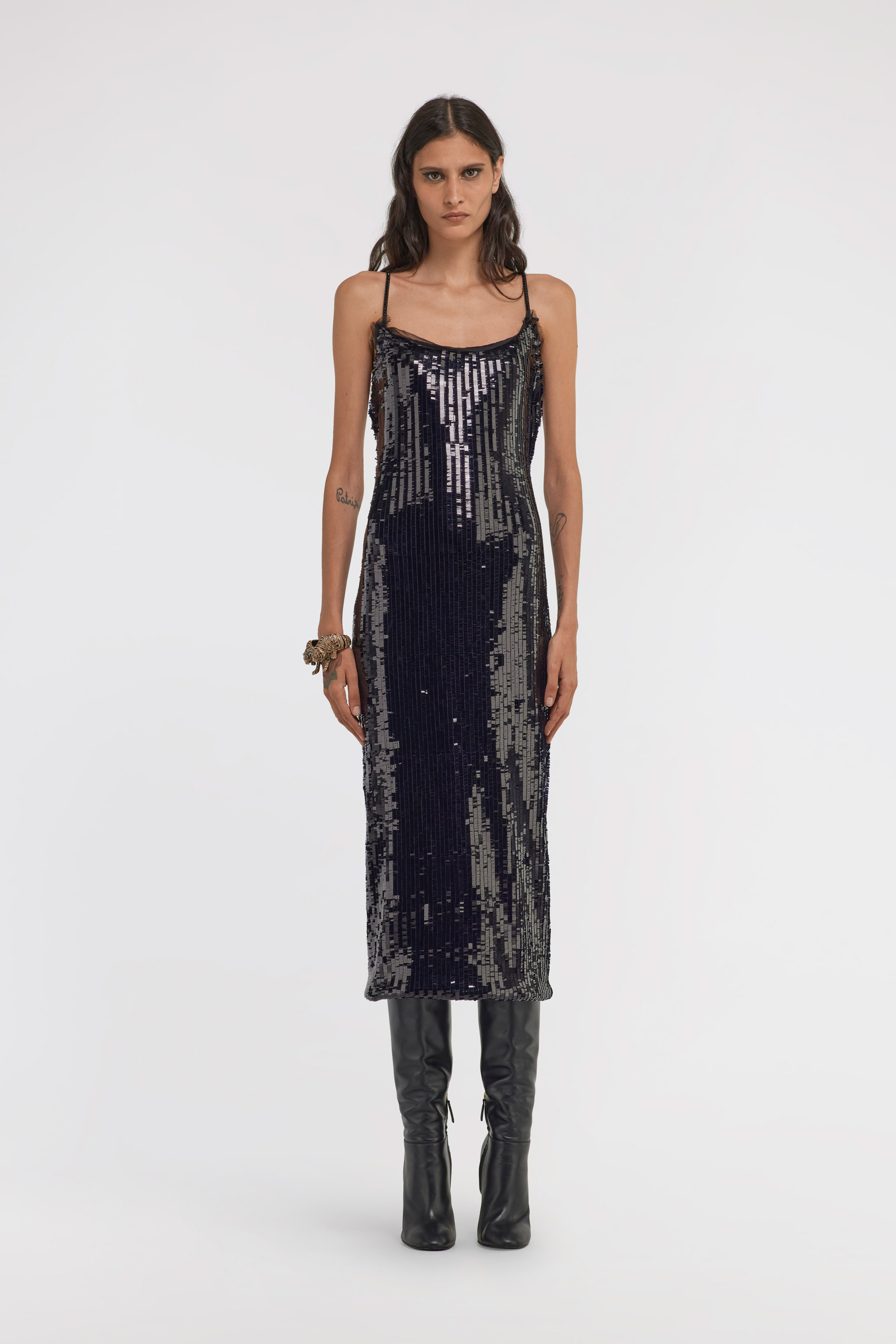 ROBERTO CAVALLI PAILLETTENBESETZTES MIDIKLEID 