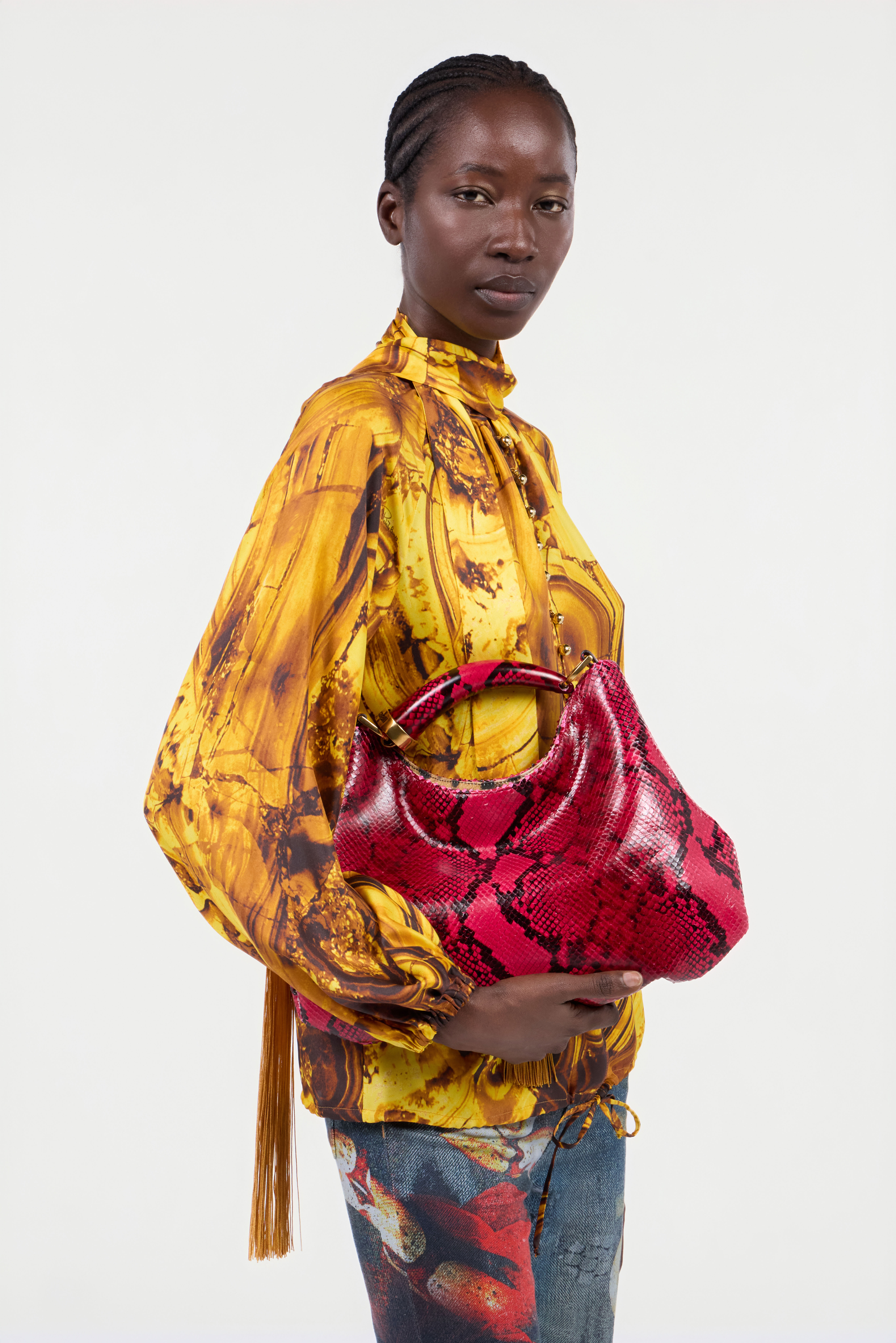 ROBERTO CAVALLI HOBO BAG MIT PRINT PYTHON