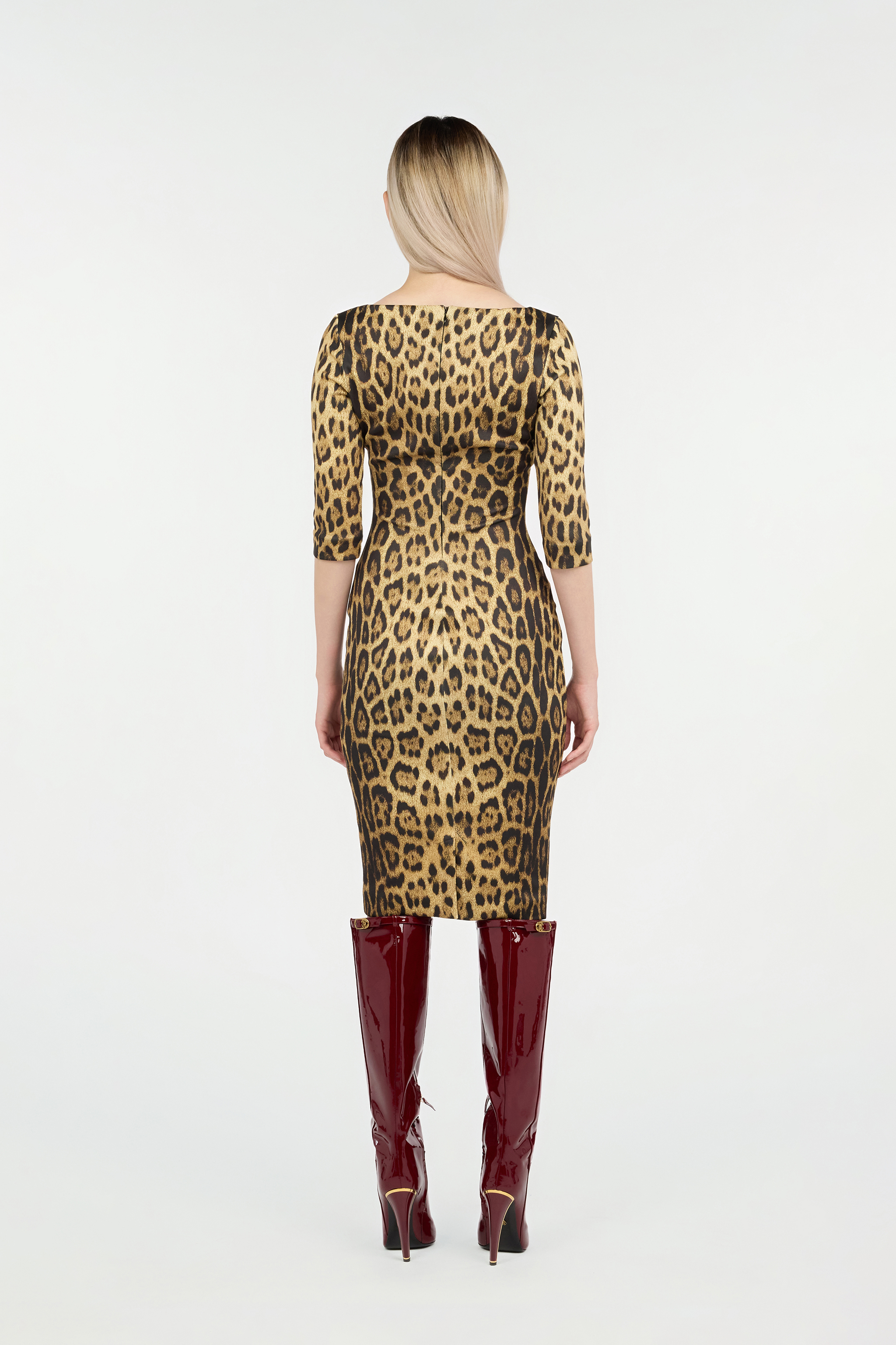 Roberto Cavalli Leopard Print Midi Dress In Brown