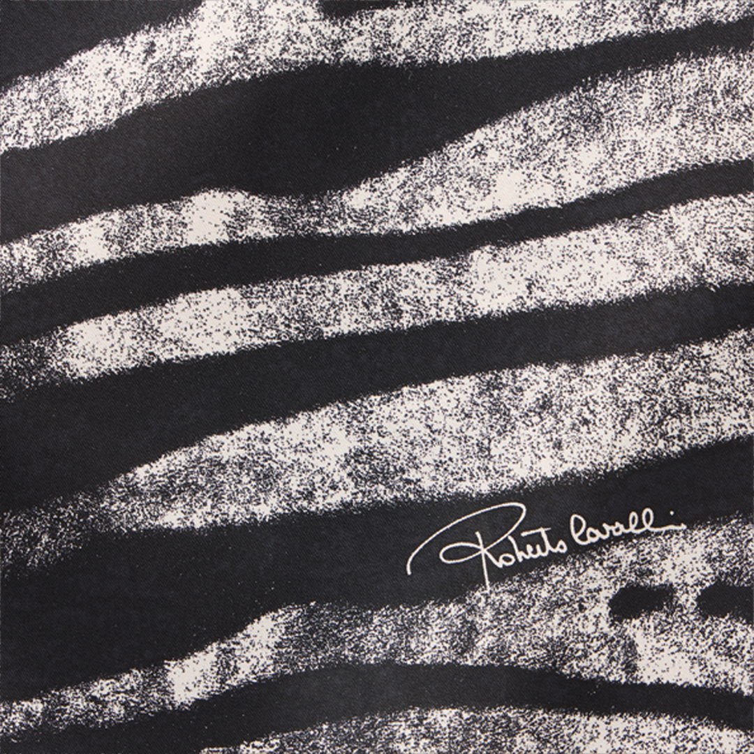 Shop Roberto Cavalli Silk Scarf With Zebra Print In Black-white