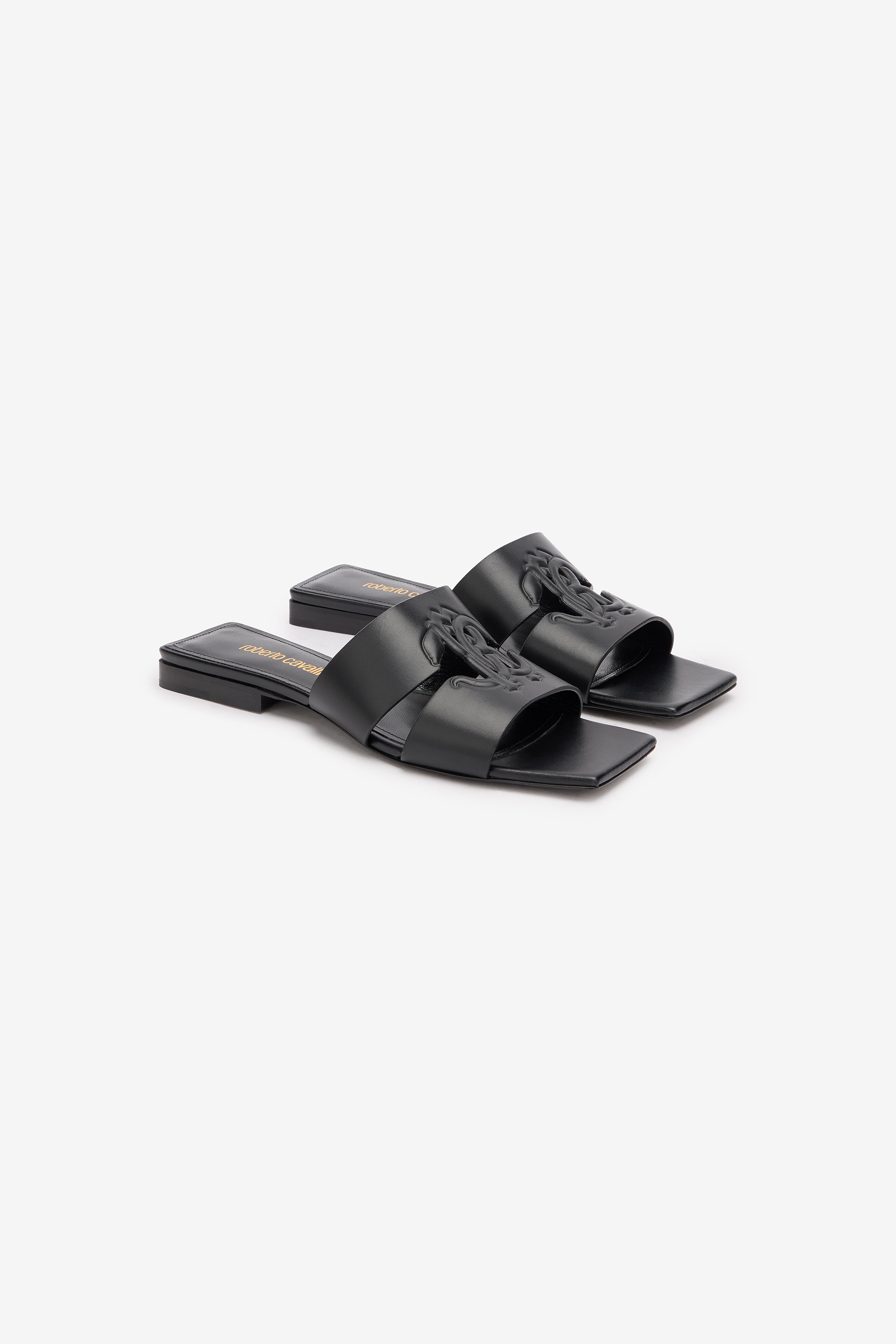 Roberto Cavalli Slides Mit Quadratischer Spitze In Nero 191101