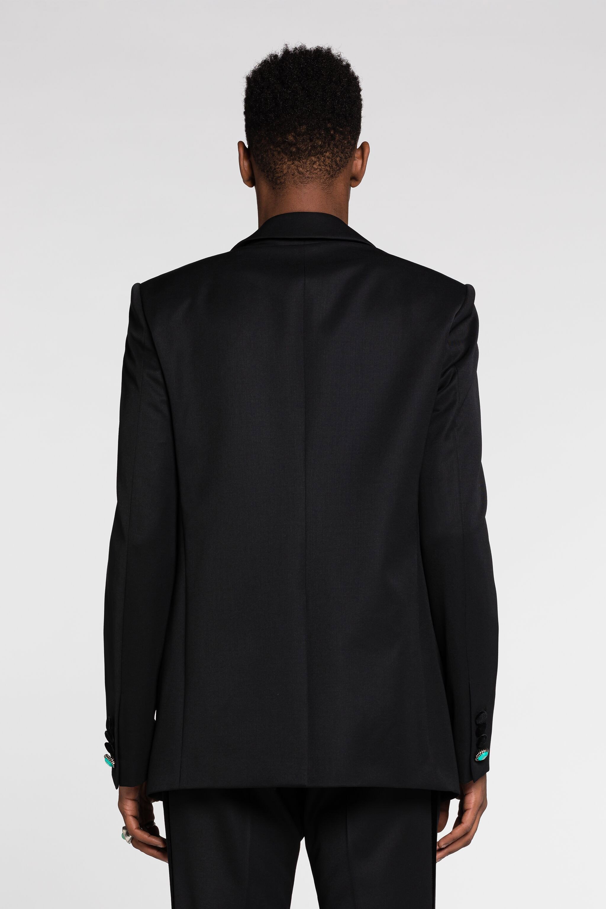 Velvet-Trim Wool Blazer