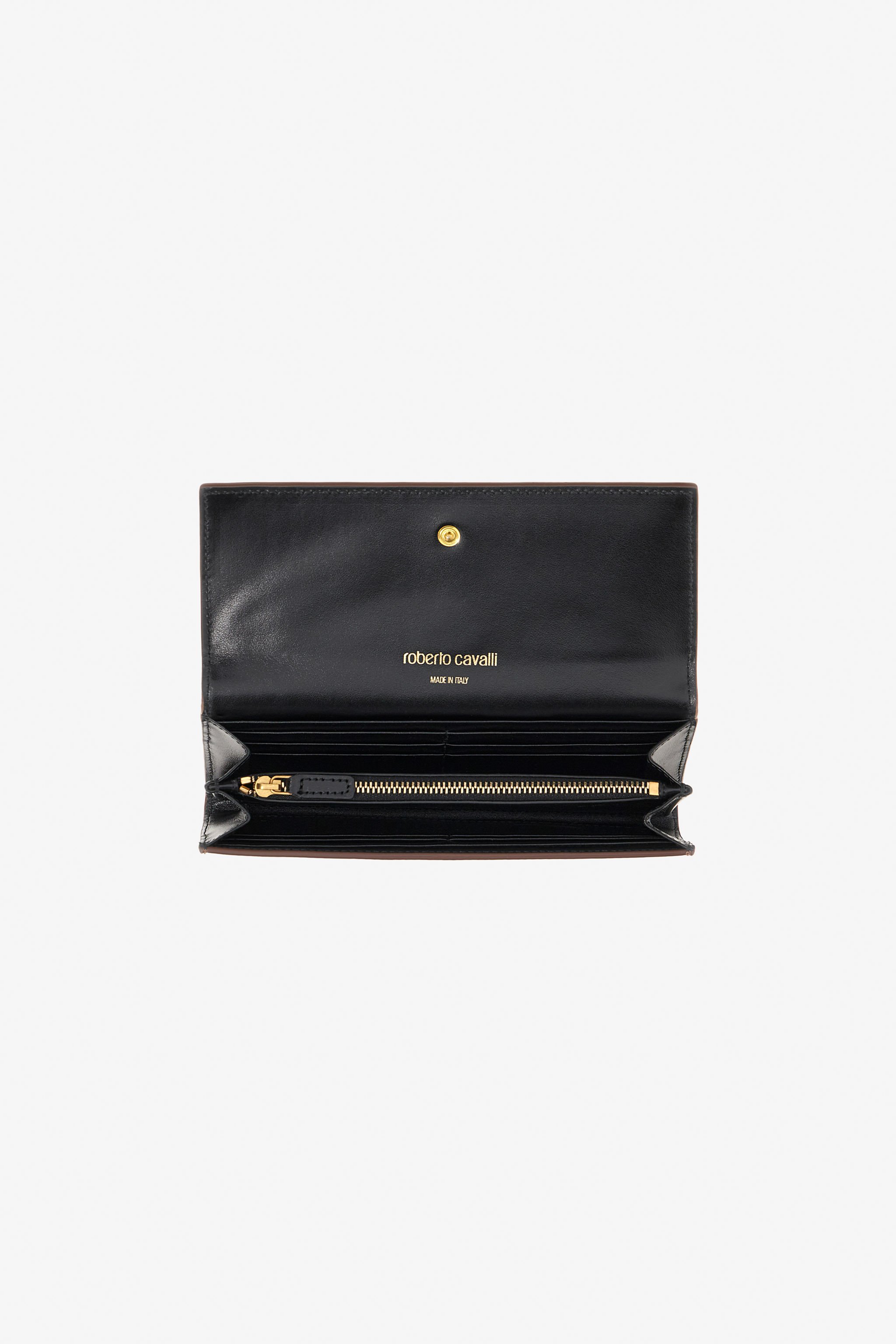 Roberto Cavalli Wallet With Monogram Rc In Bronze