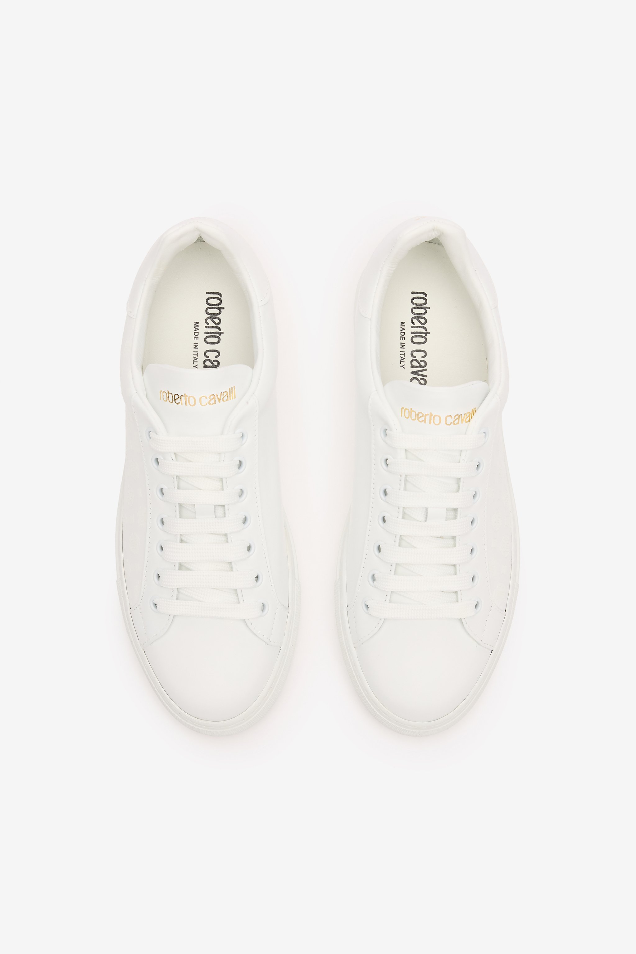 Roberto Cavalli Sneakers With All-over Rc Monogram In White