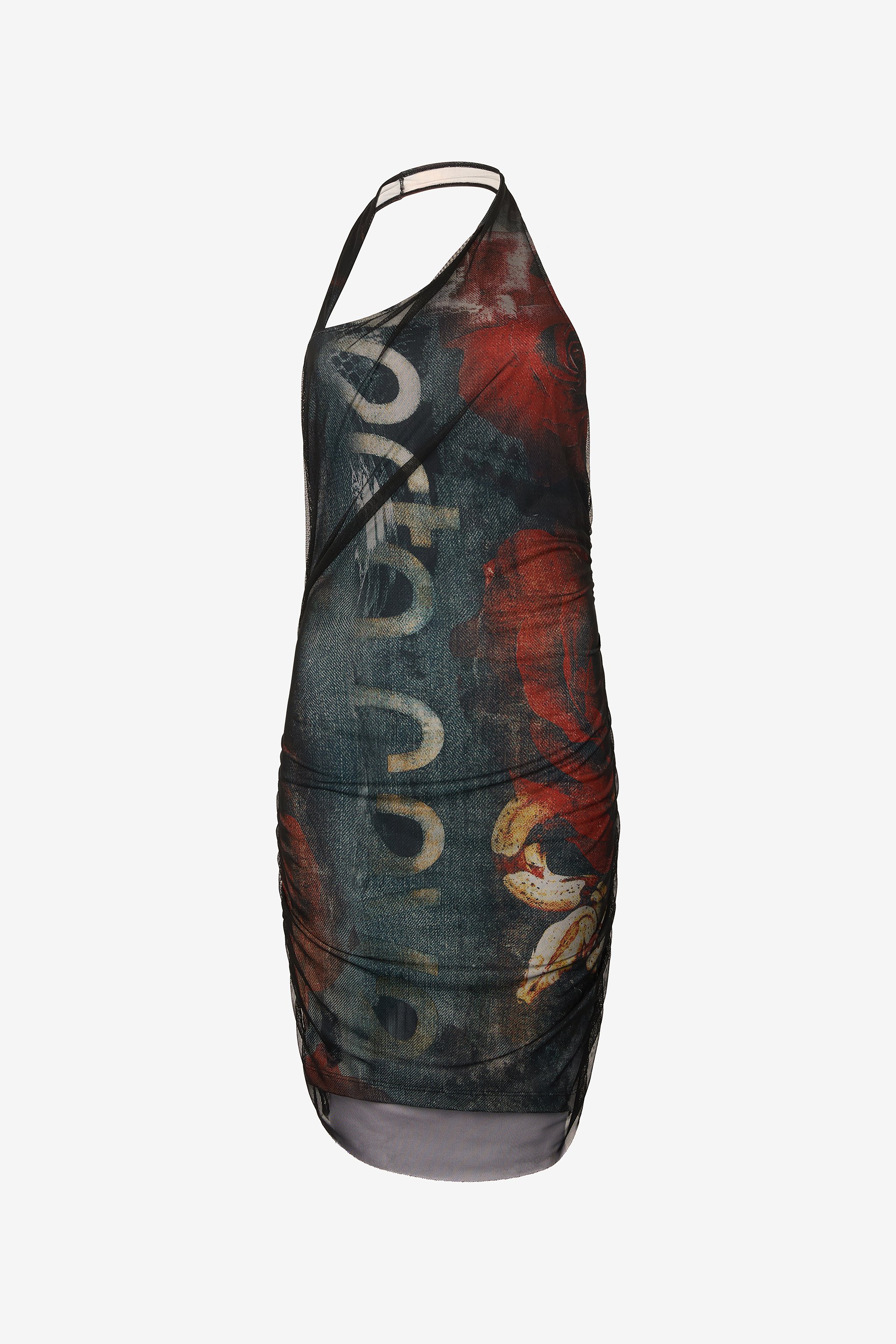 Mini Dress With Rose And Snake Detailing