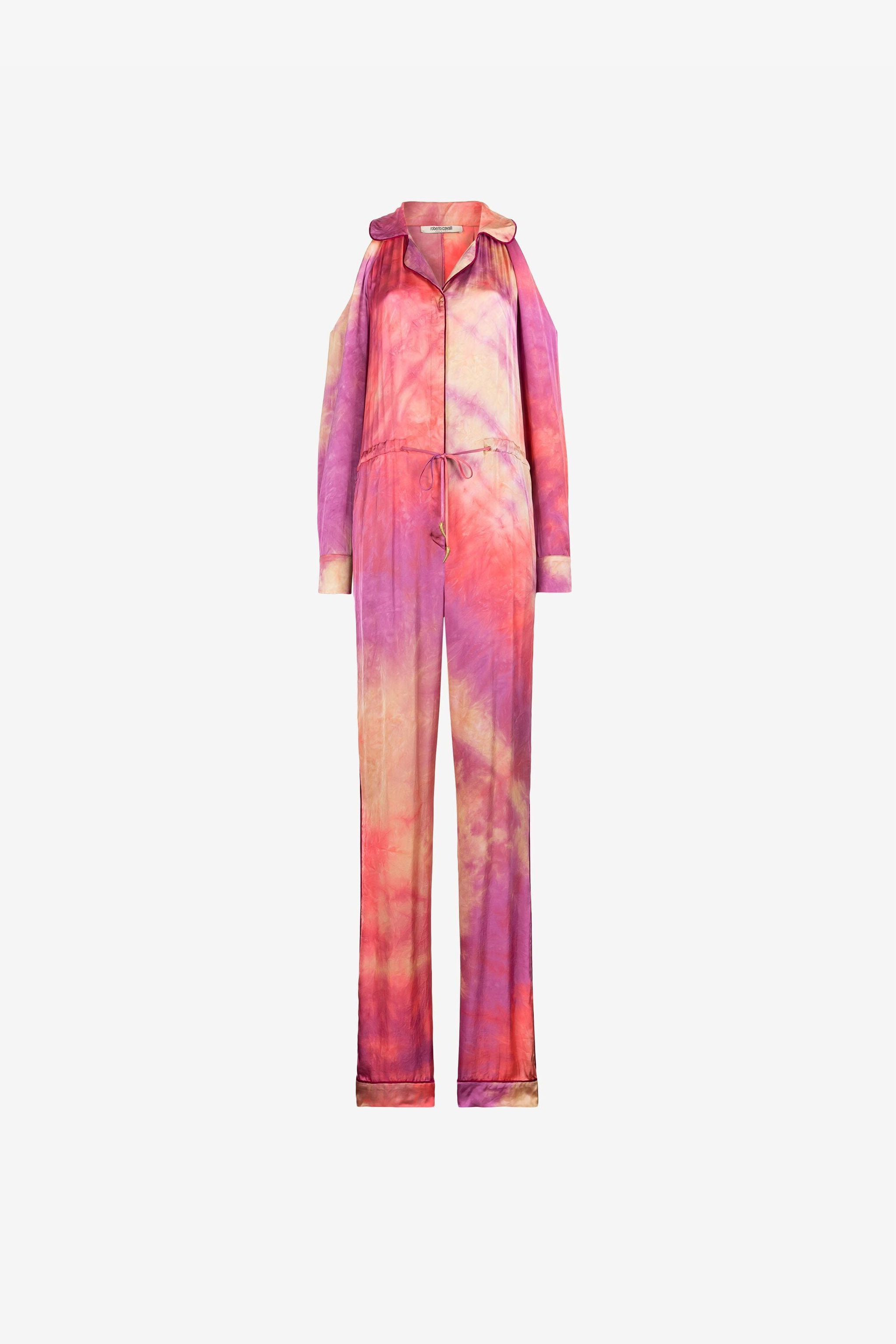 ROBERTO CAVALLI JUMPSUIT MIT BATIKMUSTER UND CUT-OUT