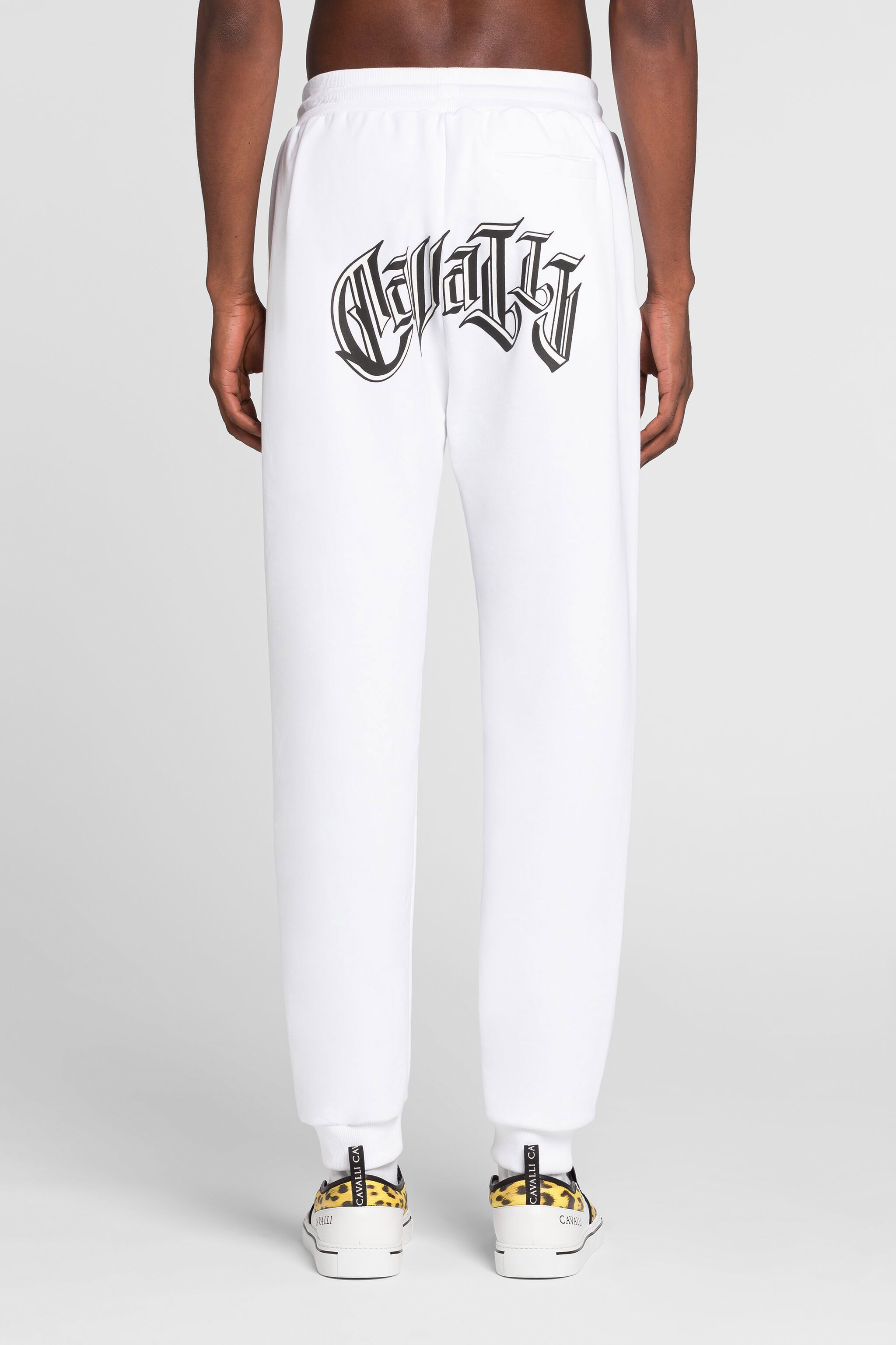 Roberto Cavalli Logo-print Cotton Sweatpants In White