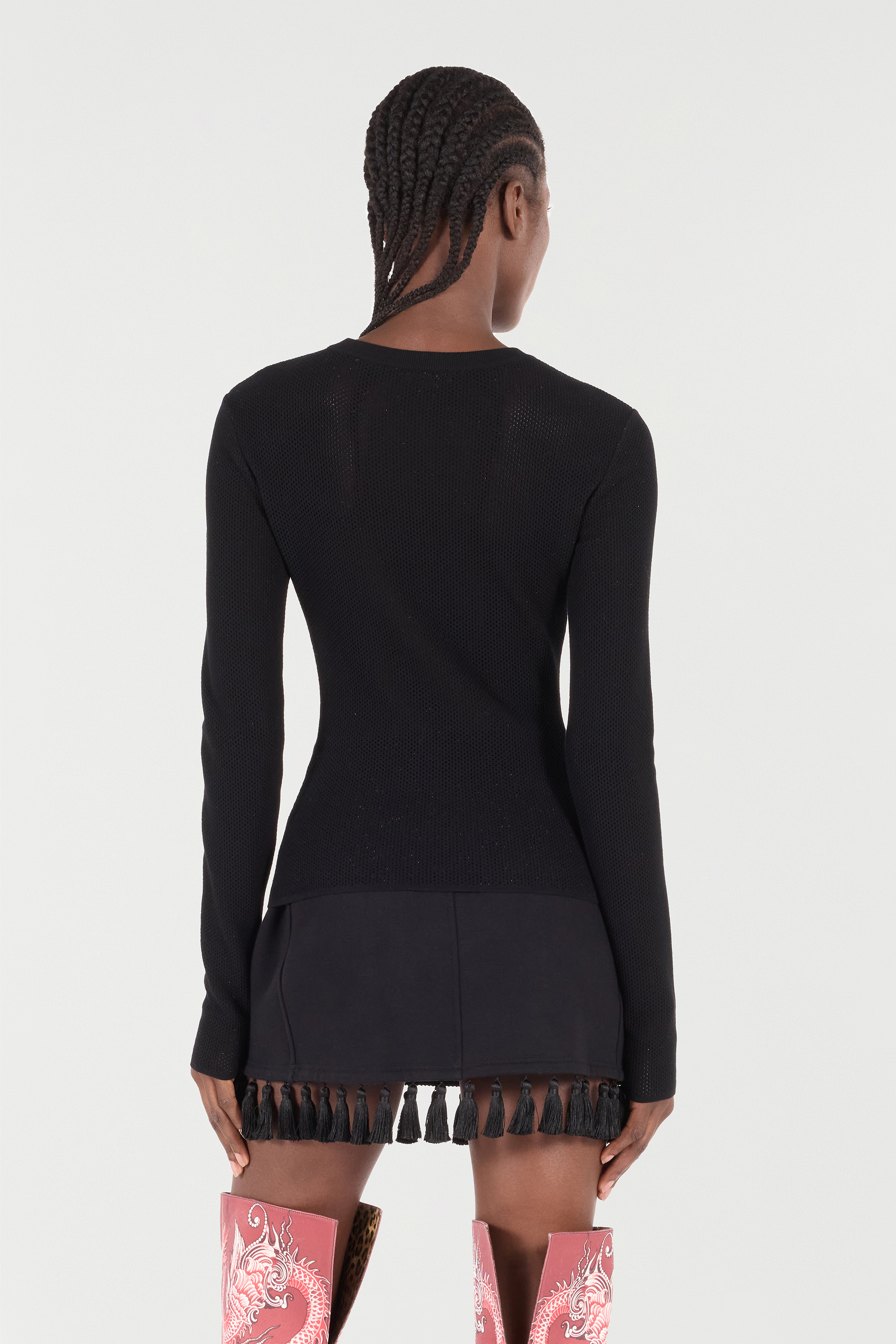 Micro-Openwork Sweater With Dragon