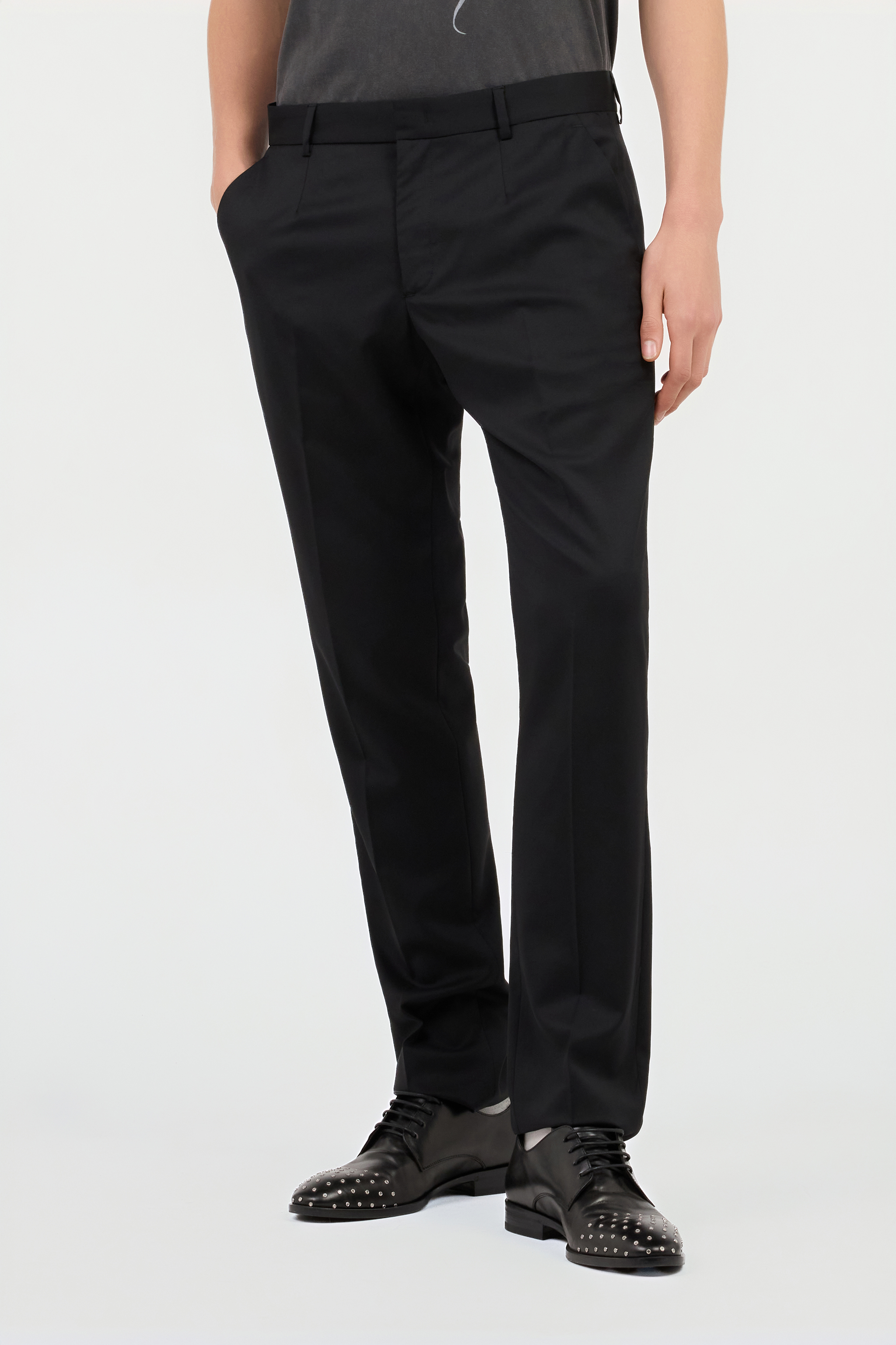 Black Wool Tailored Trousers