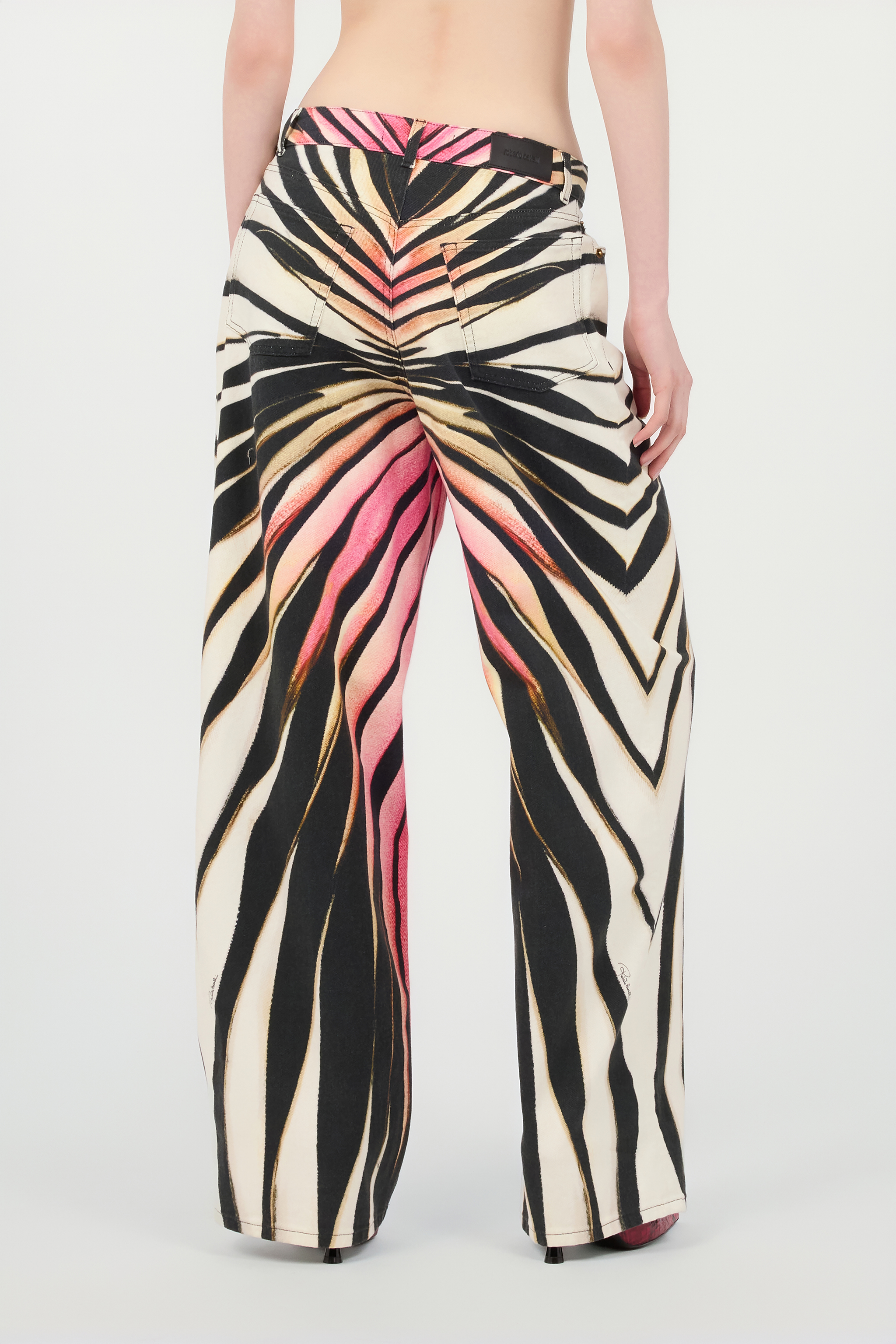 Roberto Cavalli Jeans With Ray Of Pink Print In Pink