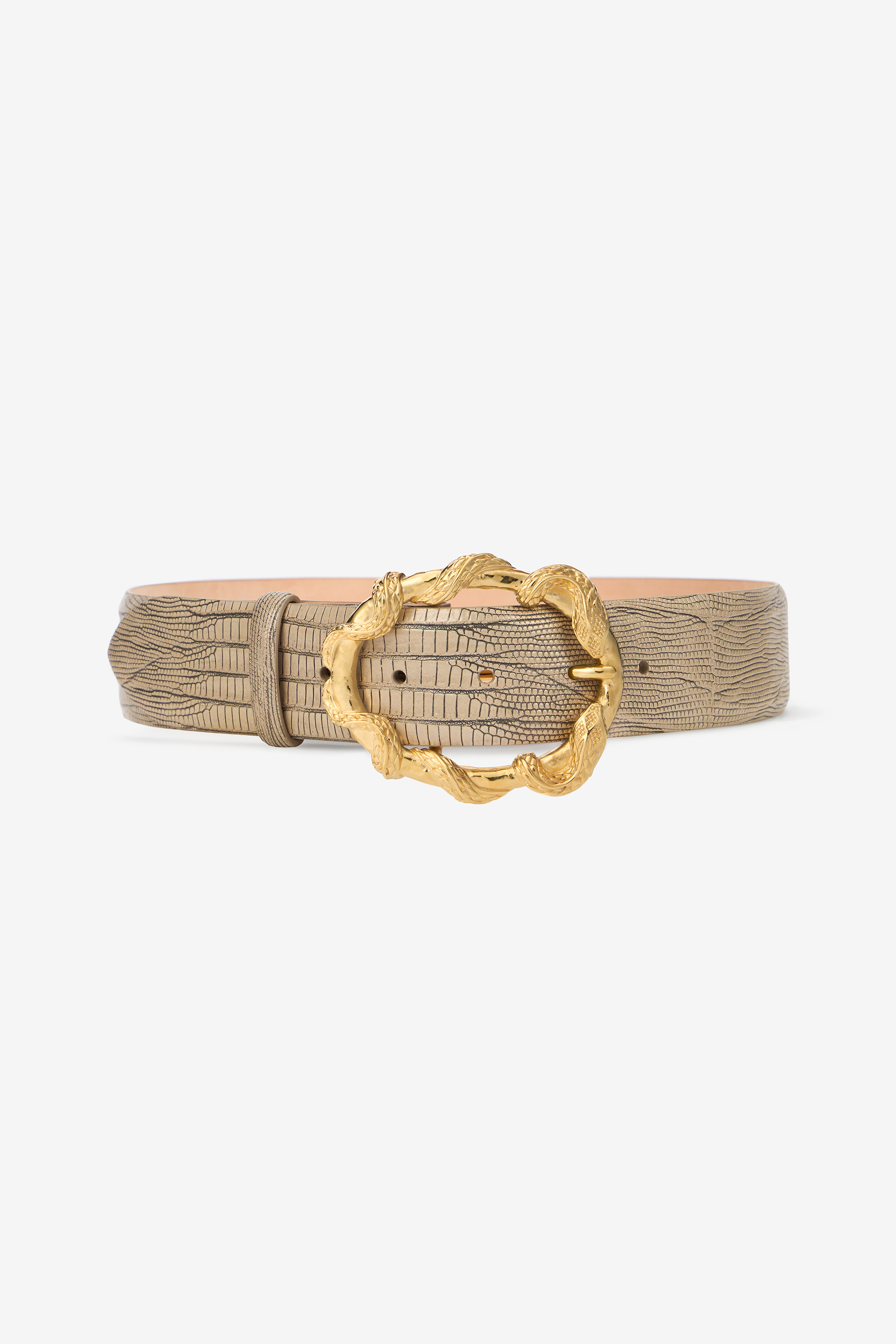 Roberto Cavalli Women's Ivory Belt With Cobra Print And Snake Buckle - Belts