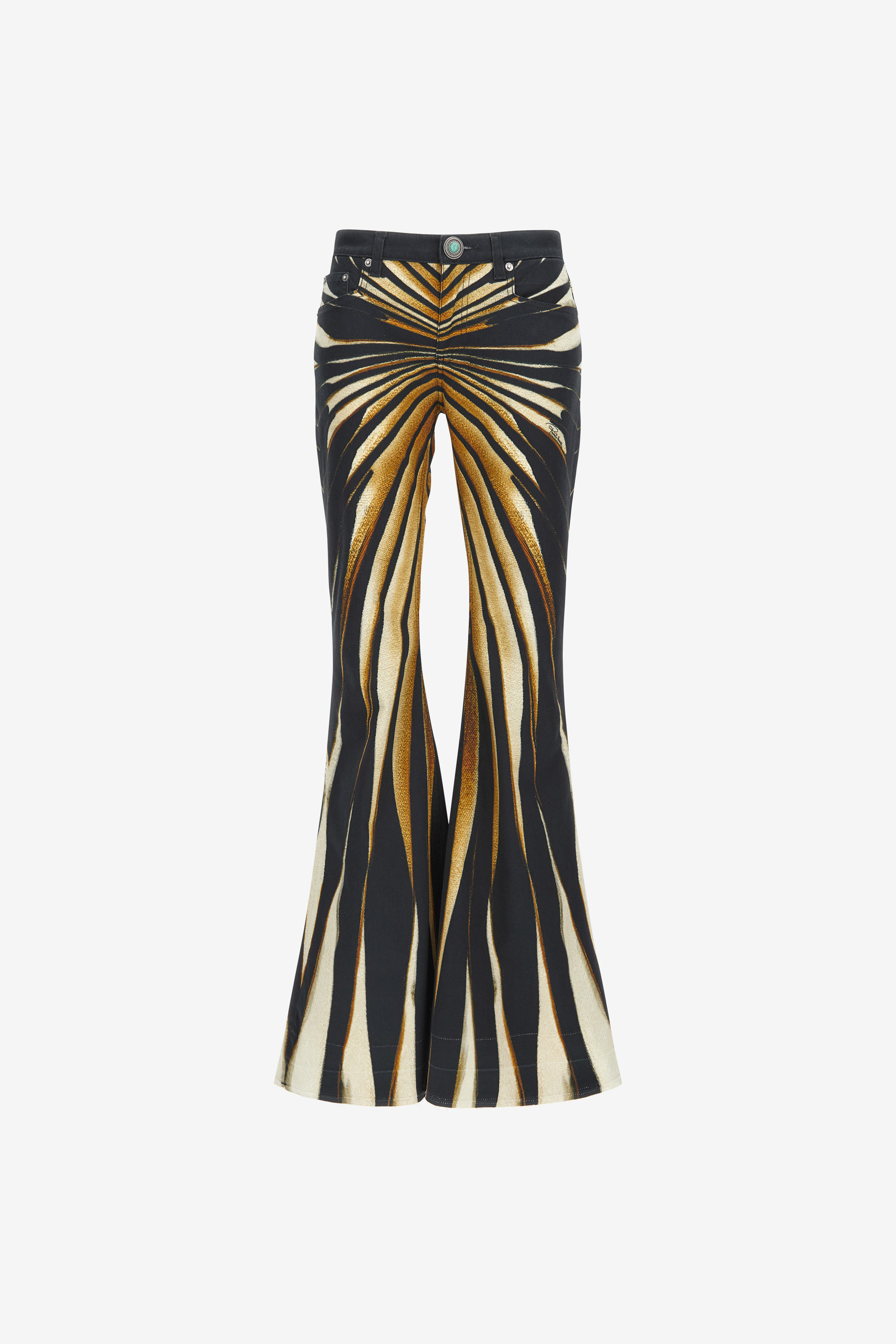 Roberto Cavalli Flared jeans with Ray of Gold print