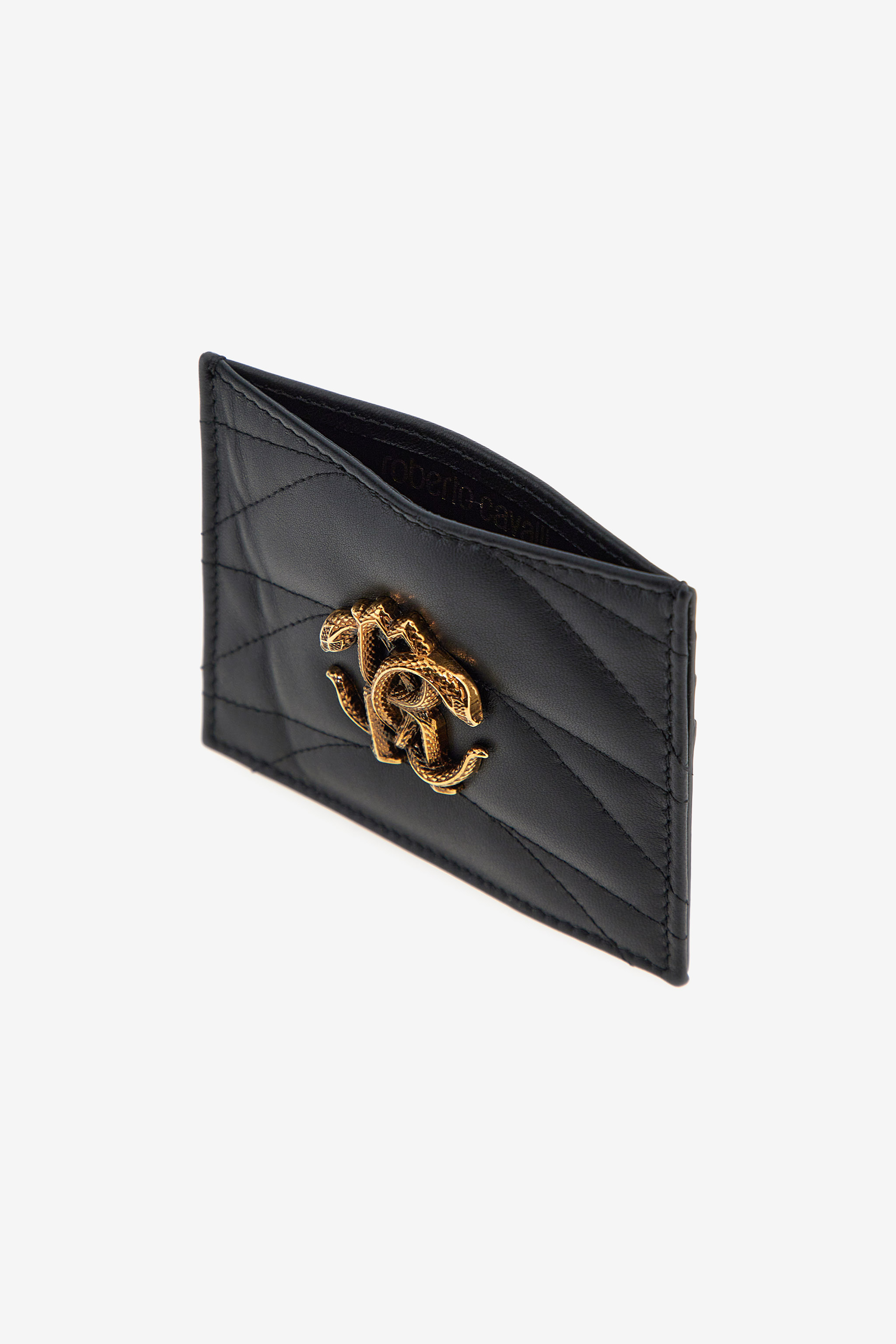 Shop Roberto Cavalli Cardholder With Monogram Rc In Black