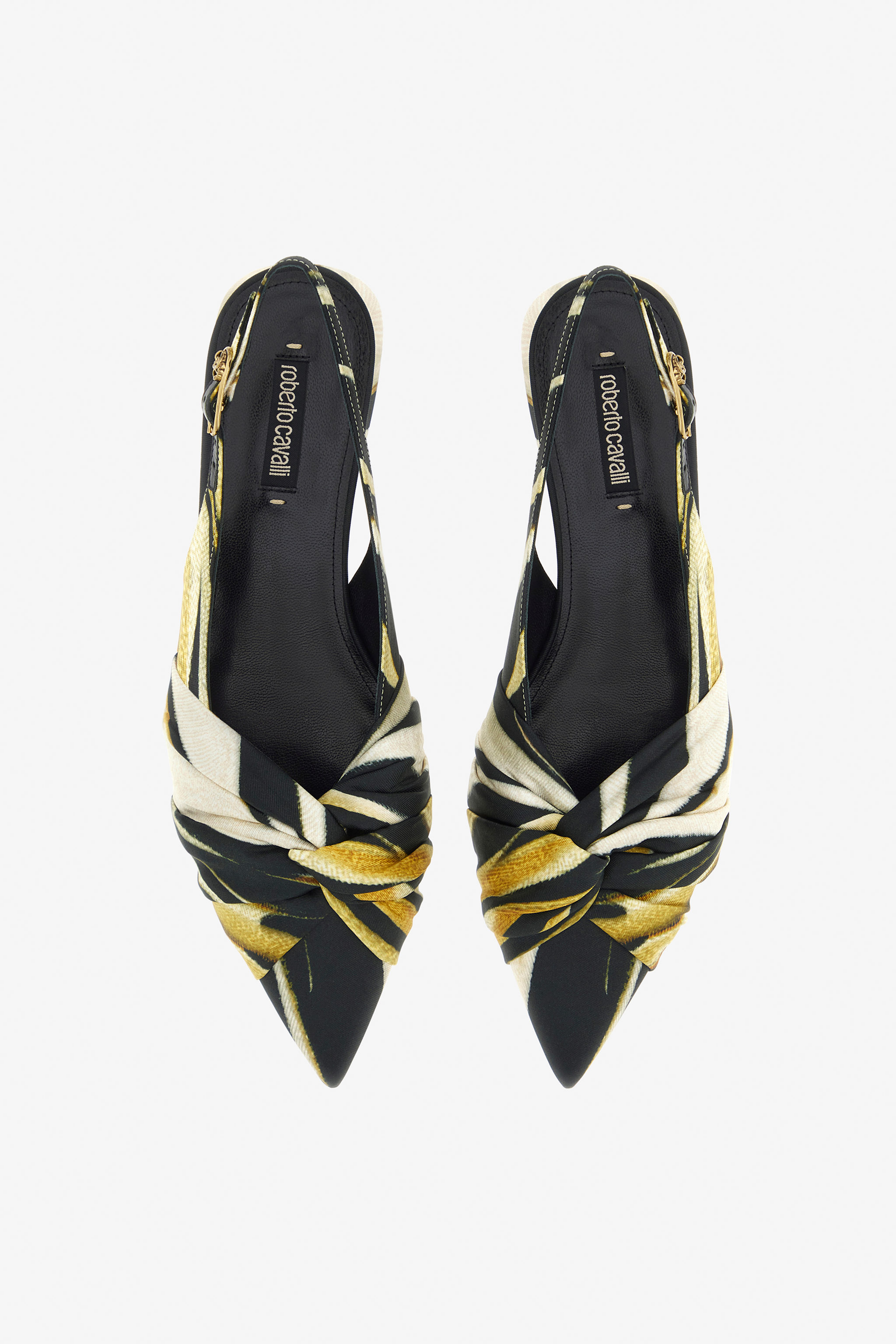 Roberto Cavalli Print Satin The Pettegola Slingback With Low Heel