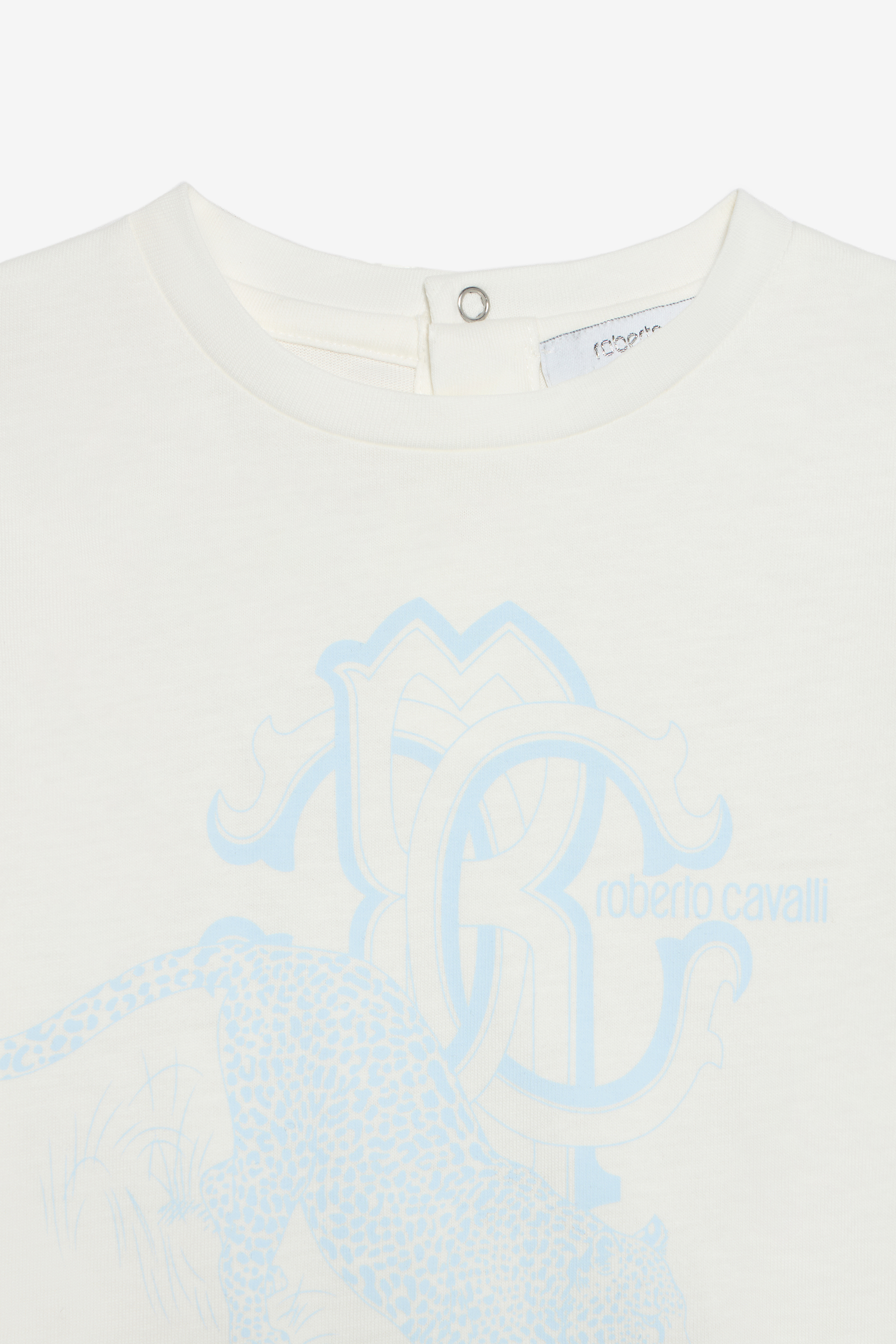 Roberto Cavalli Milk White T-shirt With Jaguar Print In Neutral