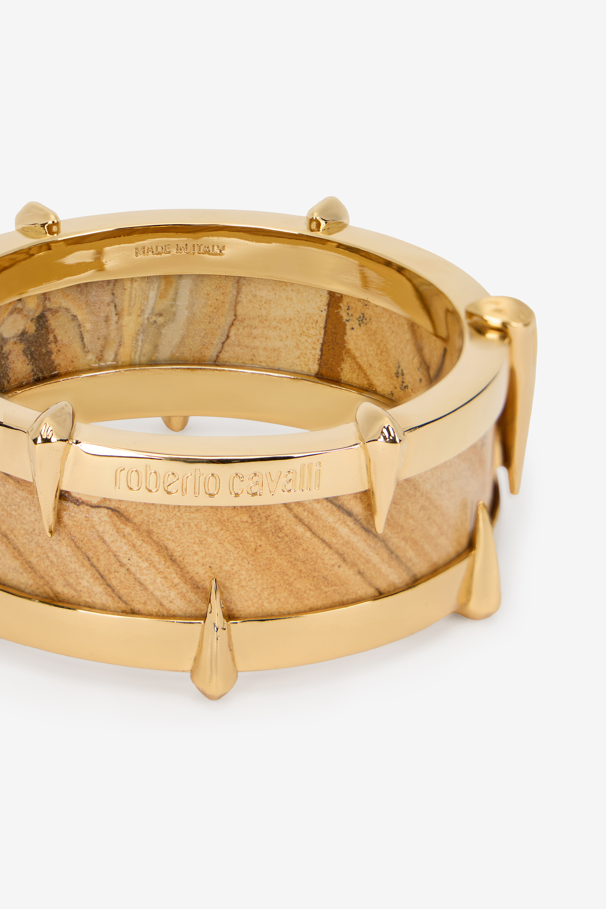 Roberto Cavalli Gold-tone Bracelet With Semiprecious Stone And Spikes