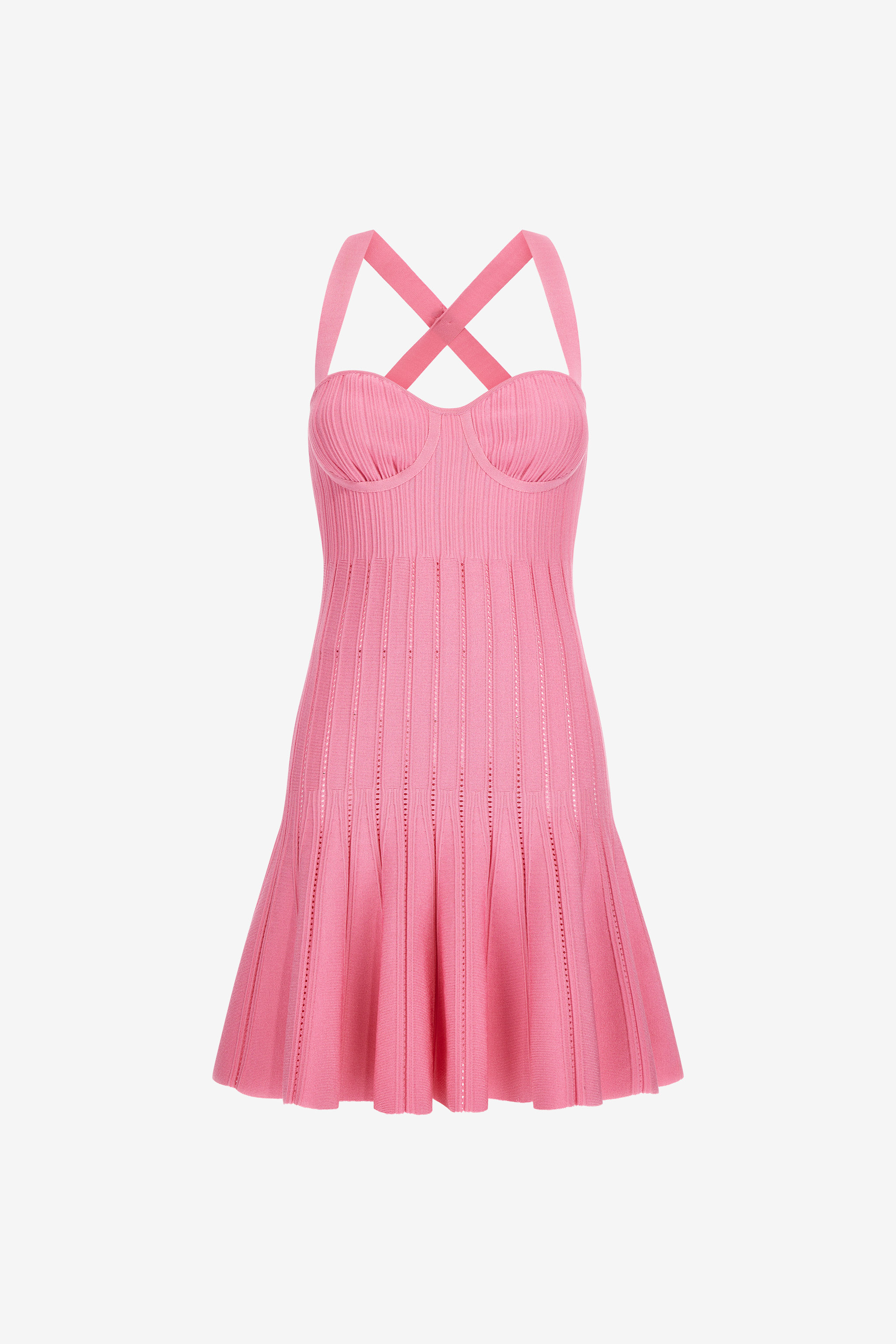 Roberto Cavalli Short Knitted Dress In Fuchsia