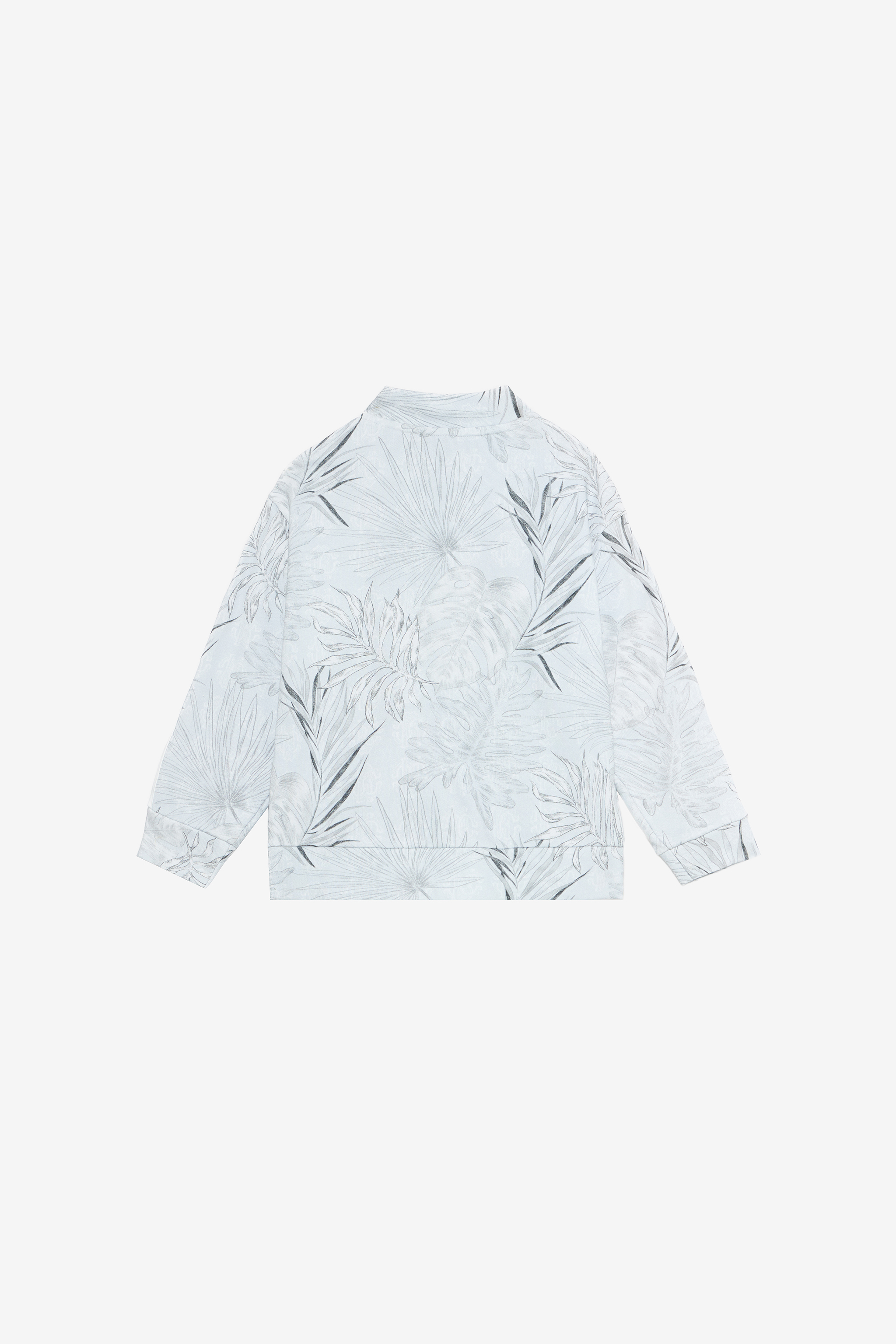 Grey Sweatshirt with Foliage Print