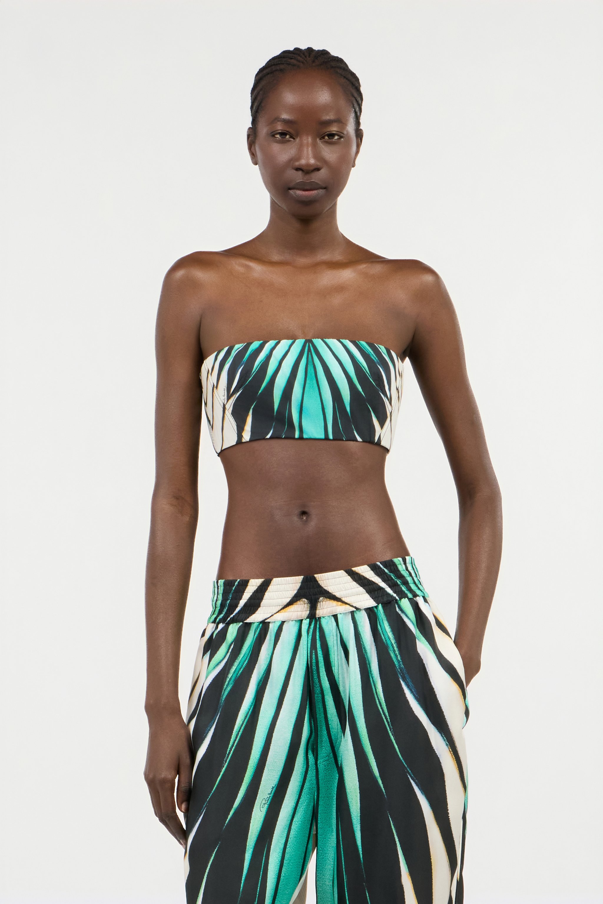 Ray Of Sea Print Bandeau Top