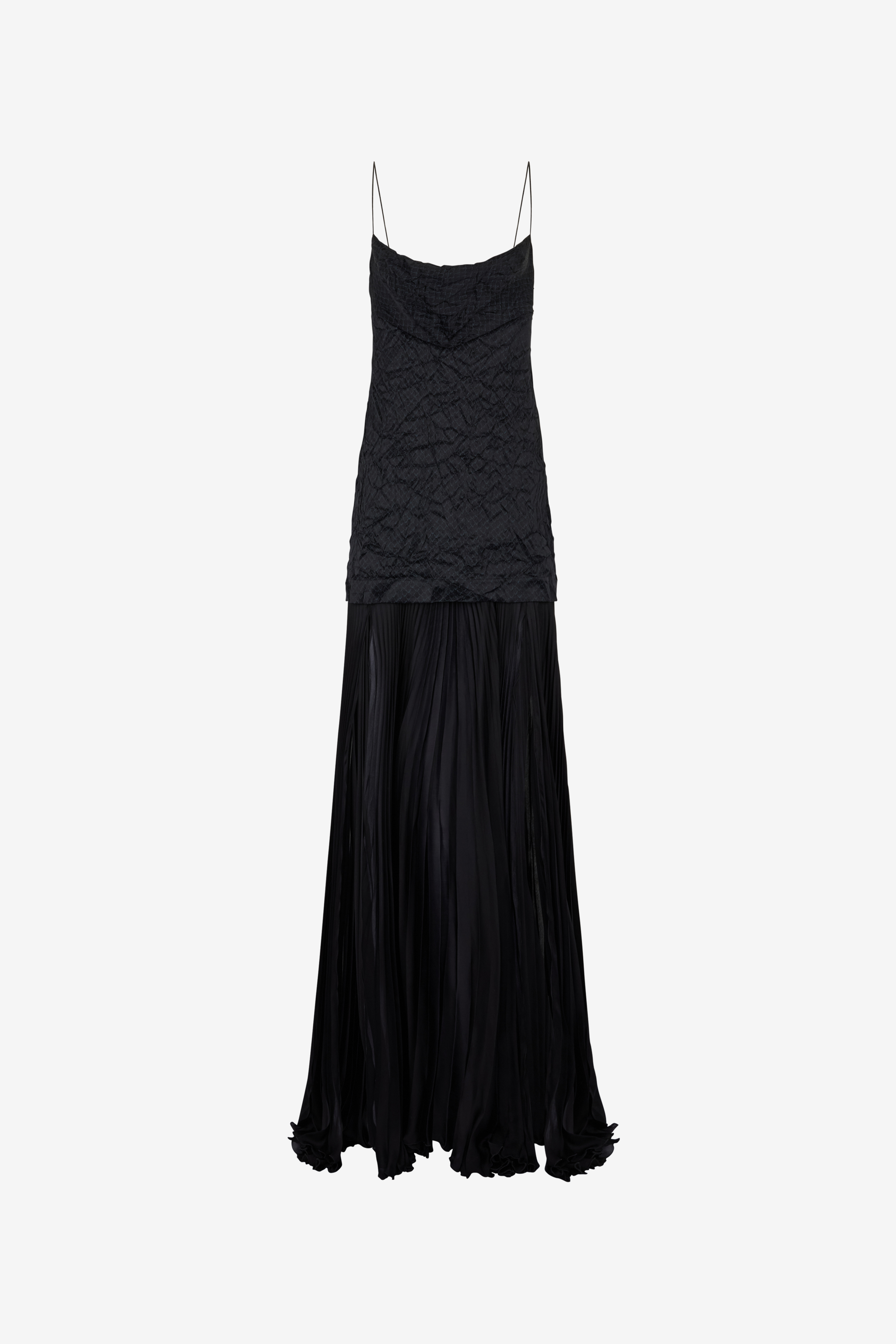 Roberto Cavalli Maxikleid Aus Seide Mit Knitteroptik In Black