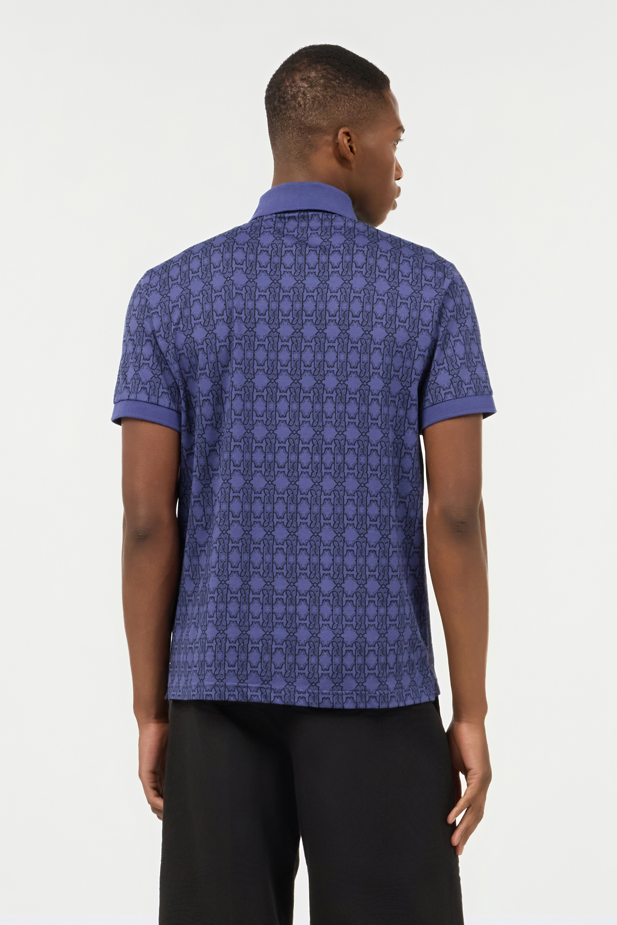Purple Geometric Print Polo Shirt