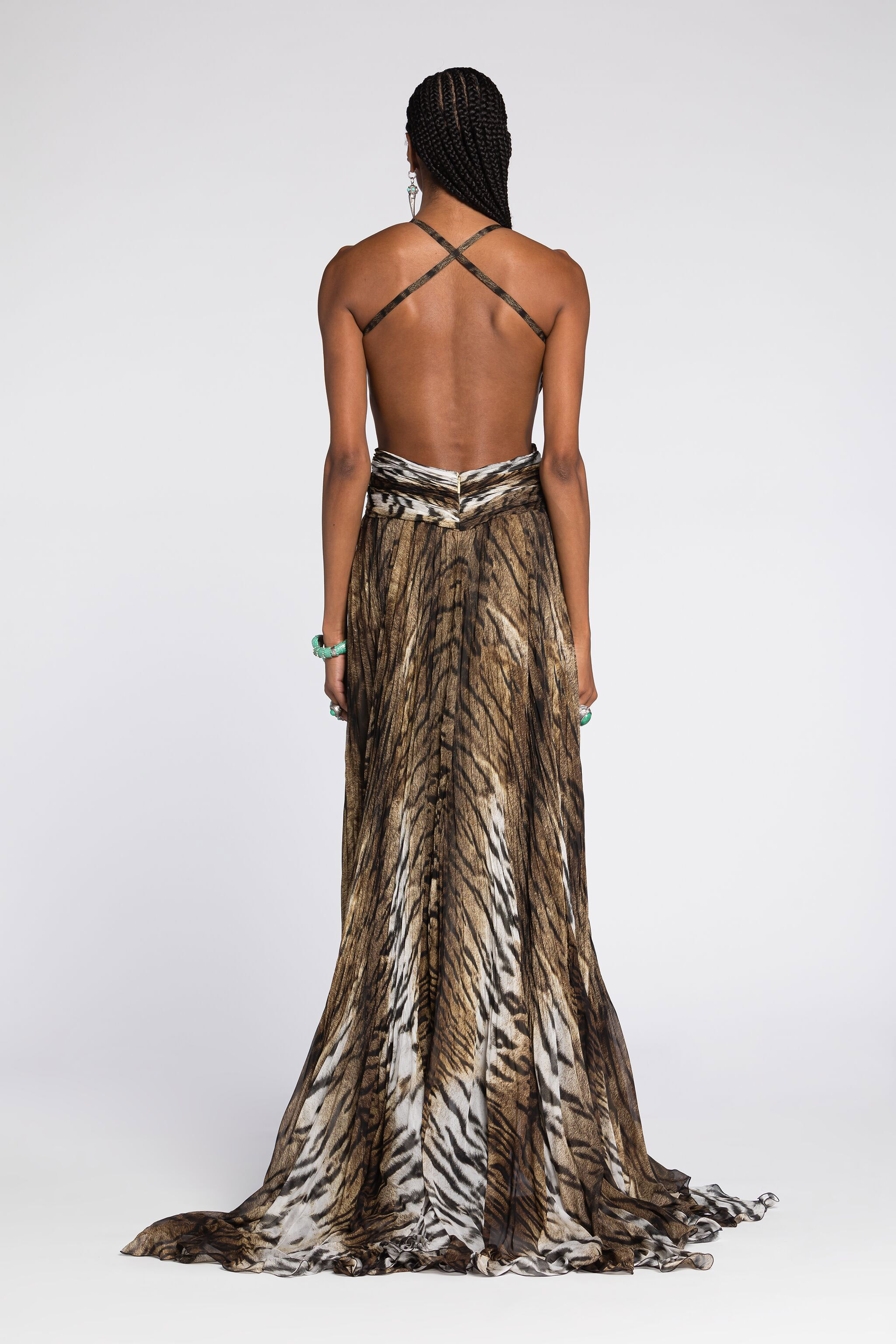 ROBERTO CAVALLI MAXIKLEID MIT TIEFEM V-AUSSCHNITT