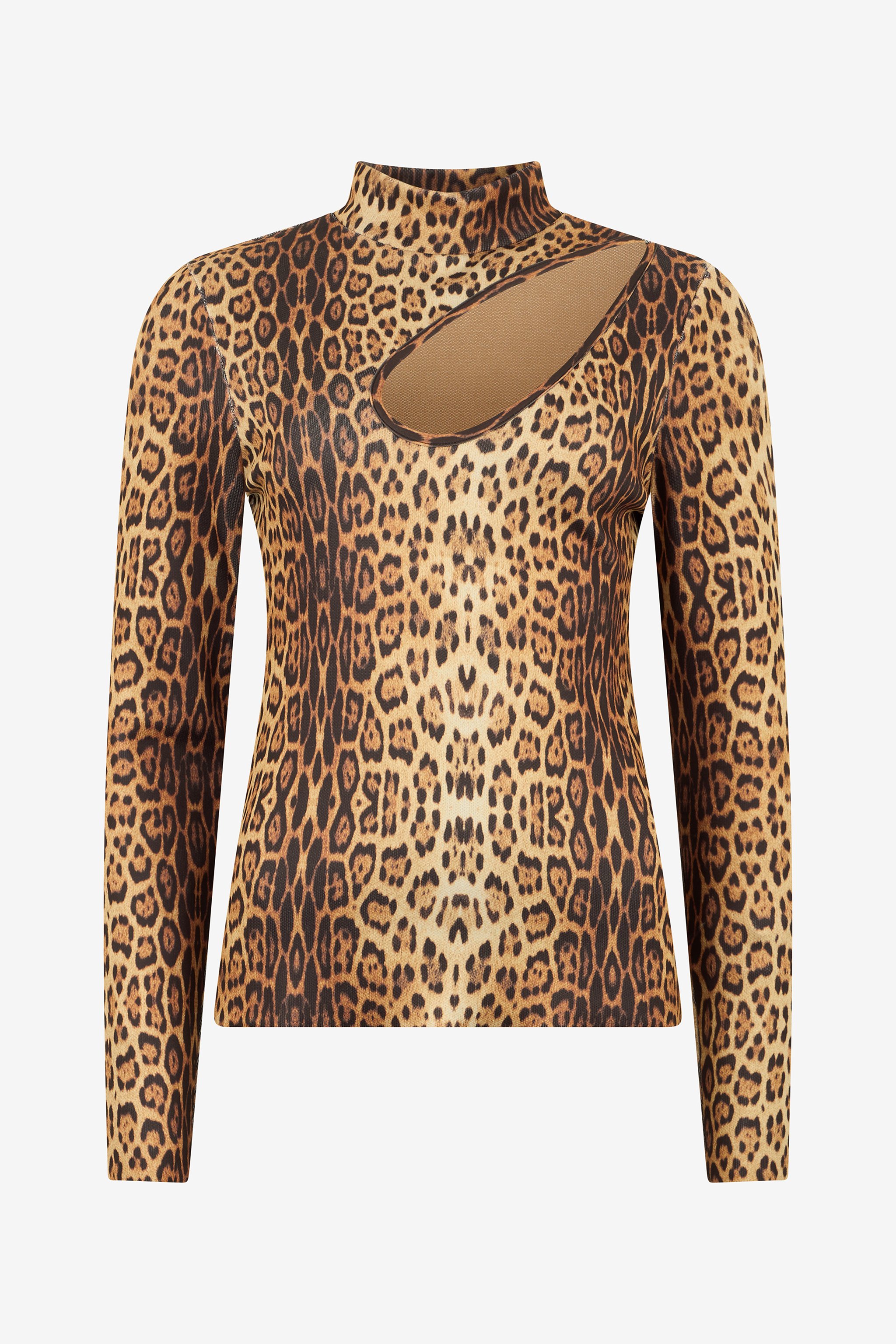 Roberto Cavalli Leopard Print Cut-out Sweater In Brown