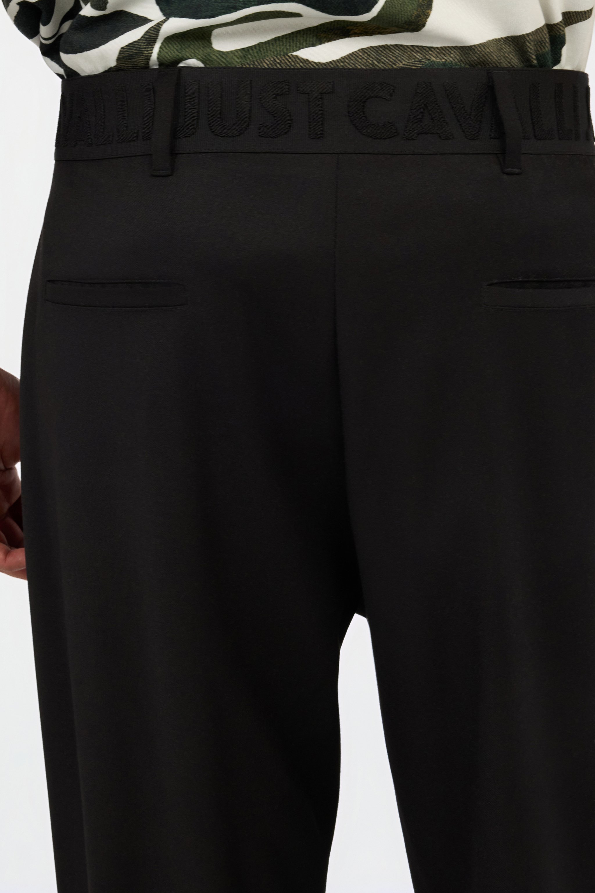 Black Wide Leg Trousers with Logo