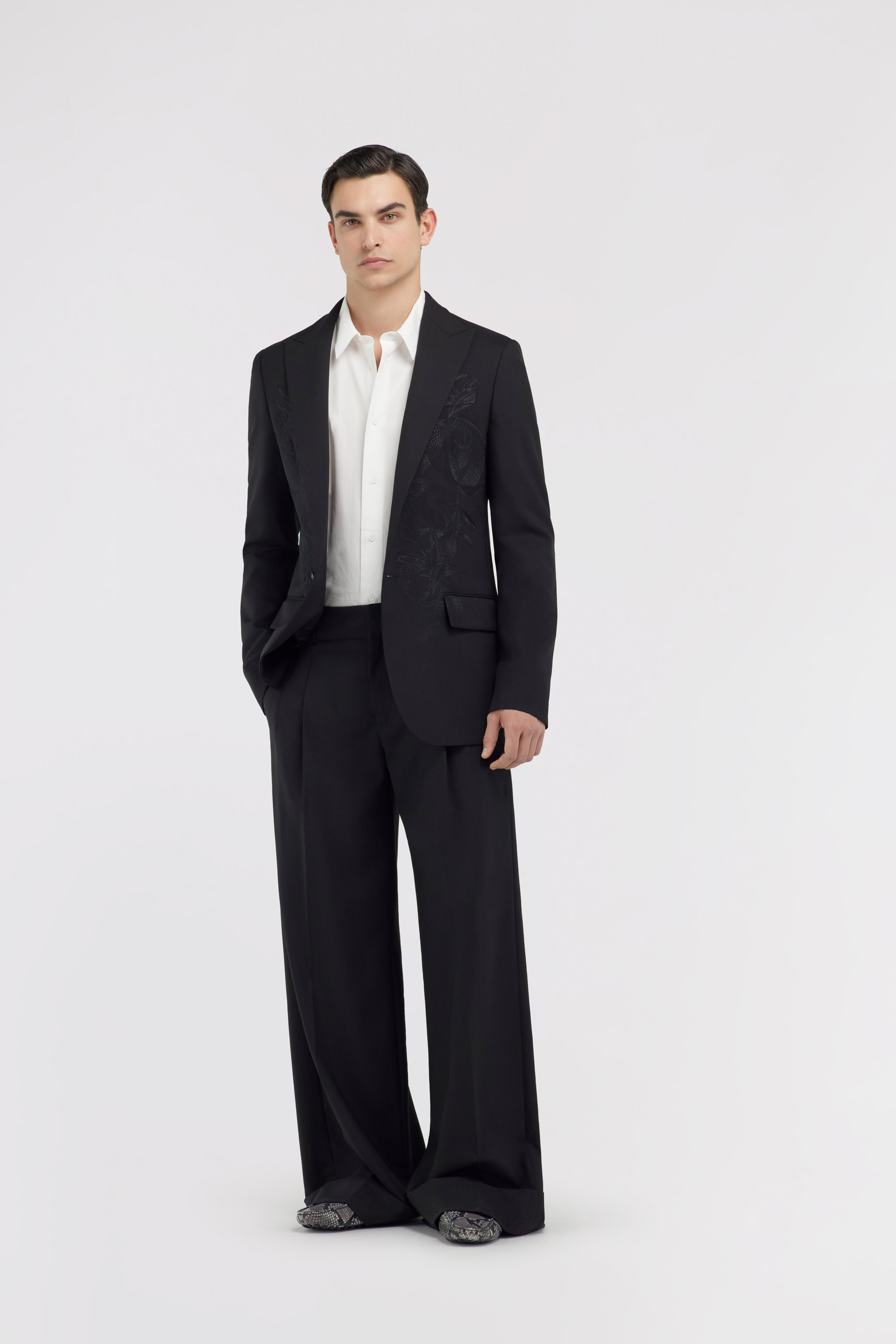Roberto Cavalli Satin-lapel Single-button Blazer In Black