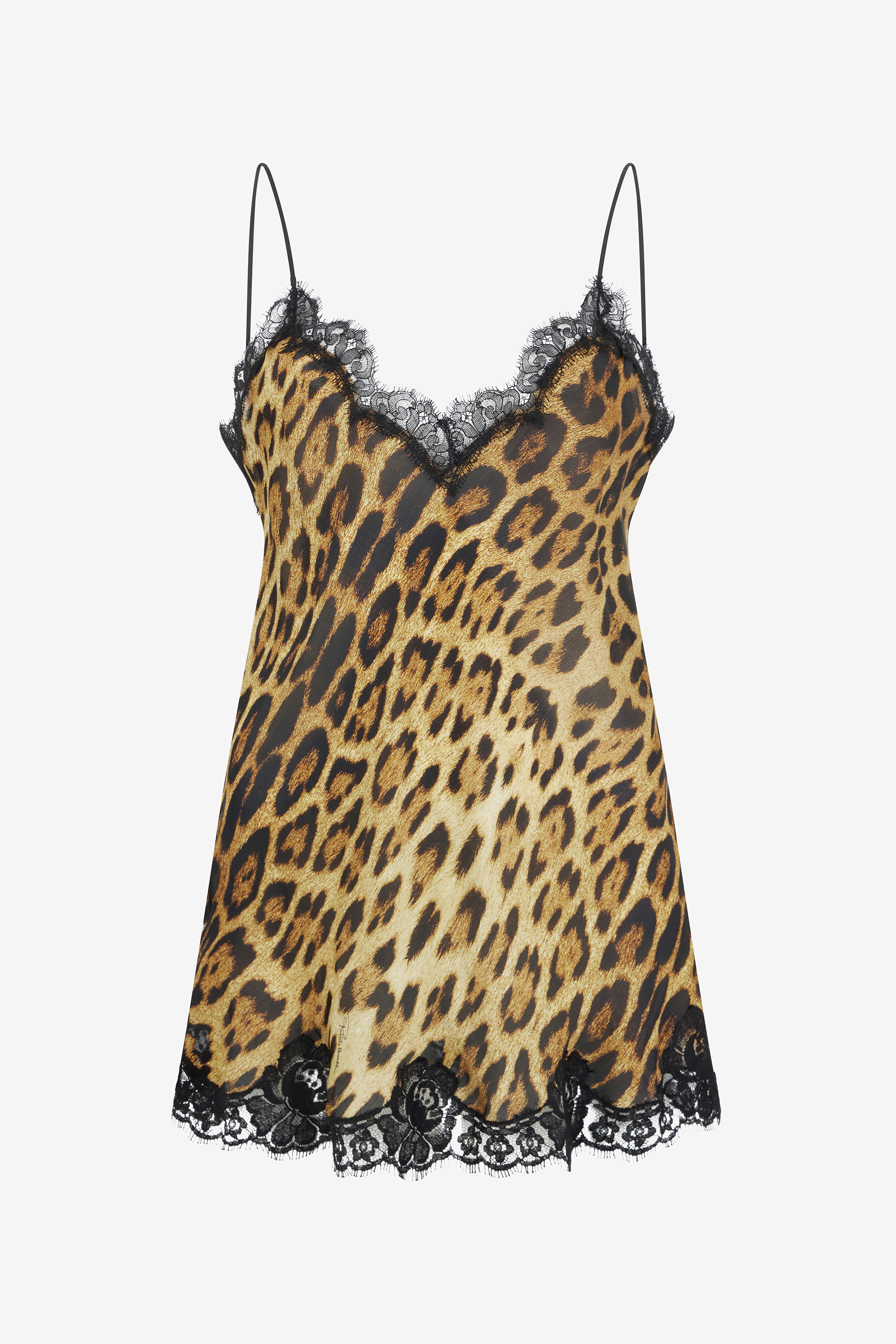 Roberto Cavalli Leopard Print Lace Slip Dress