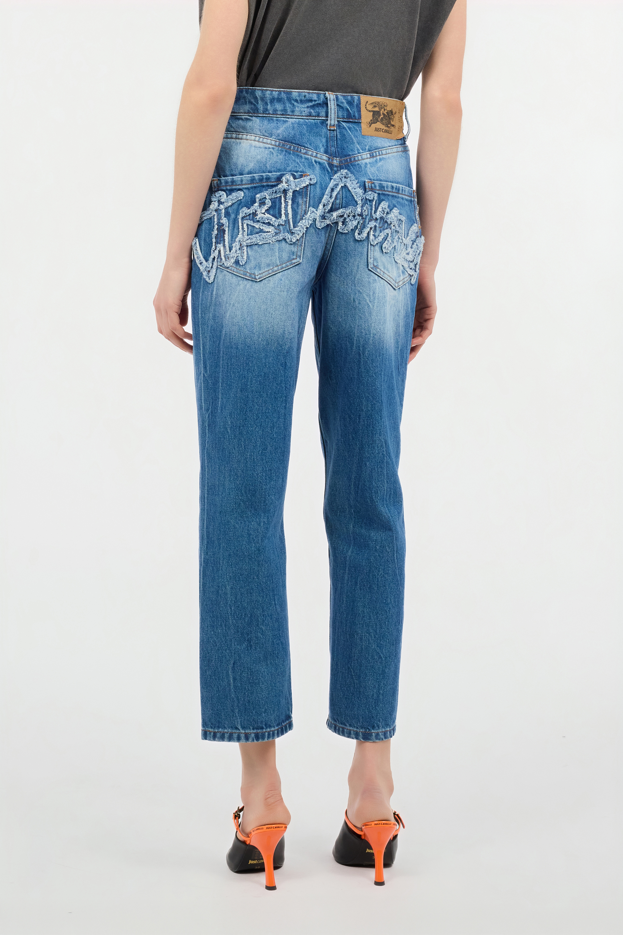 Cropped Jeans With Logo On The Back