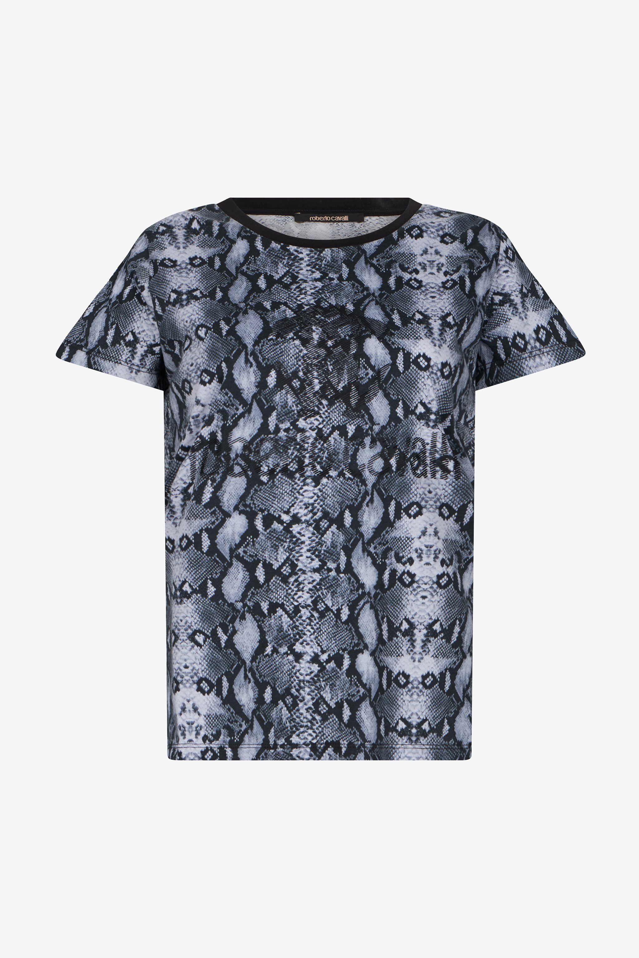 Roberto Cavalli Snake Print T-shirt In Multi
