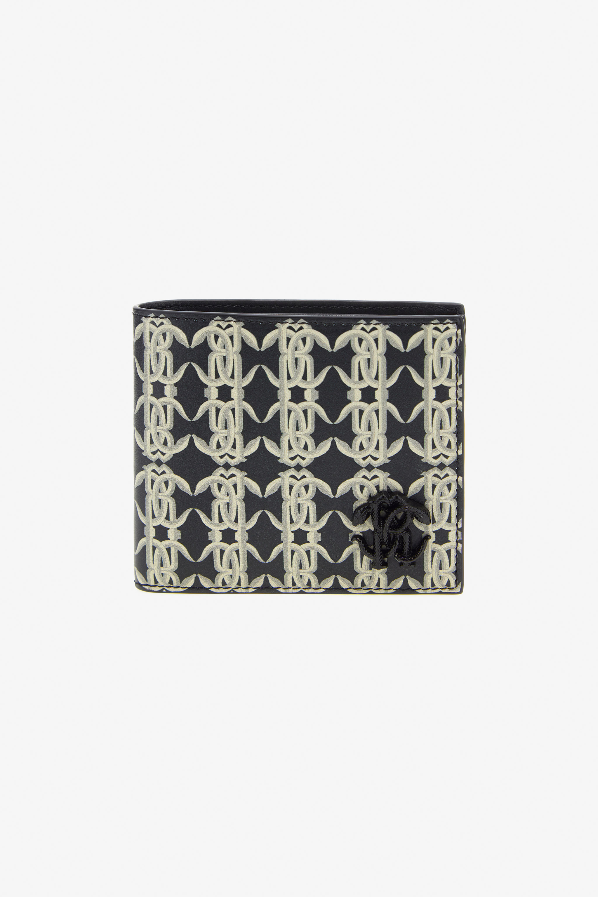 Roberto Cavalli Wallet With Monogram Rc In Black/white