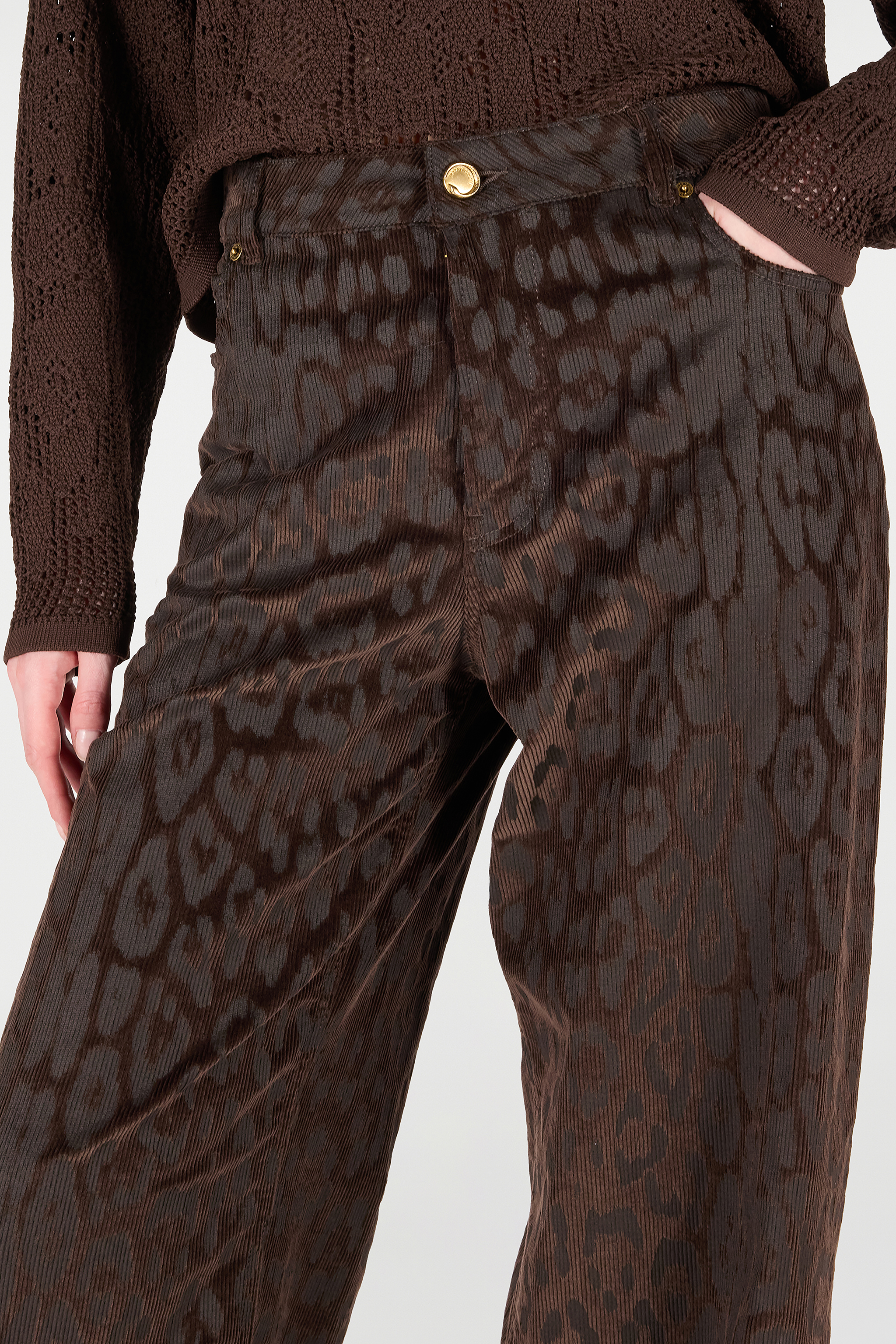 Roberto Cavalli Jaguear-print Corduroy Trousers In Brown