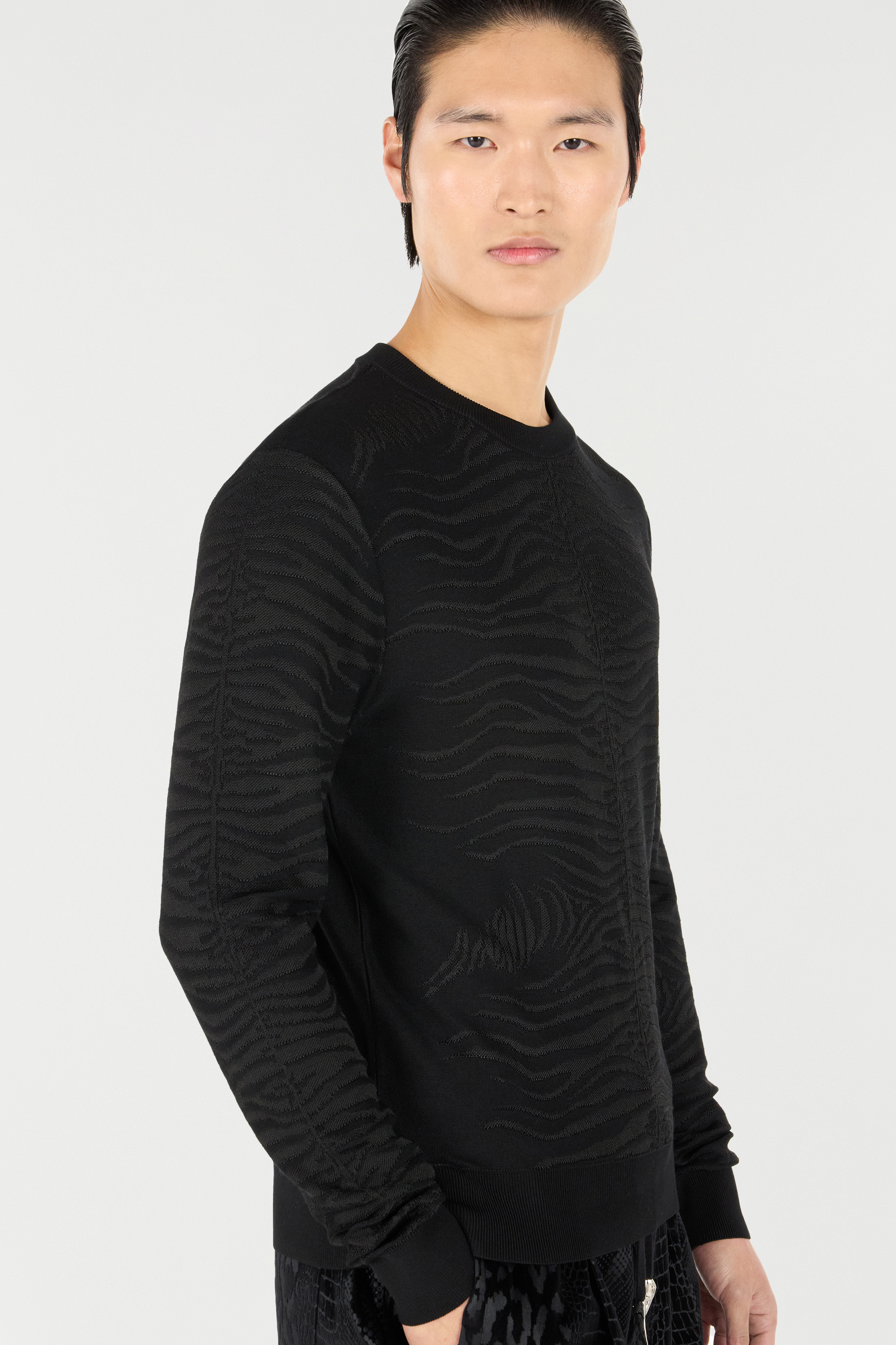 Roberto Cavalli Sweater With Zebra Pattern In Black