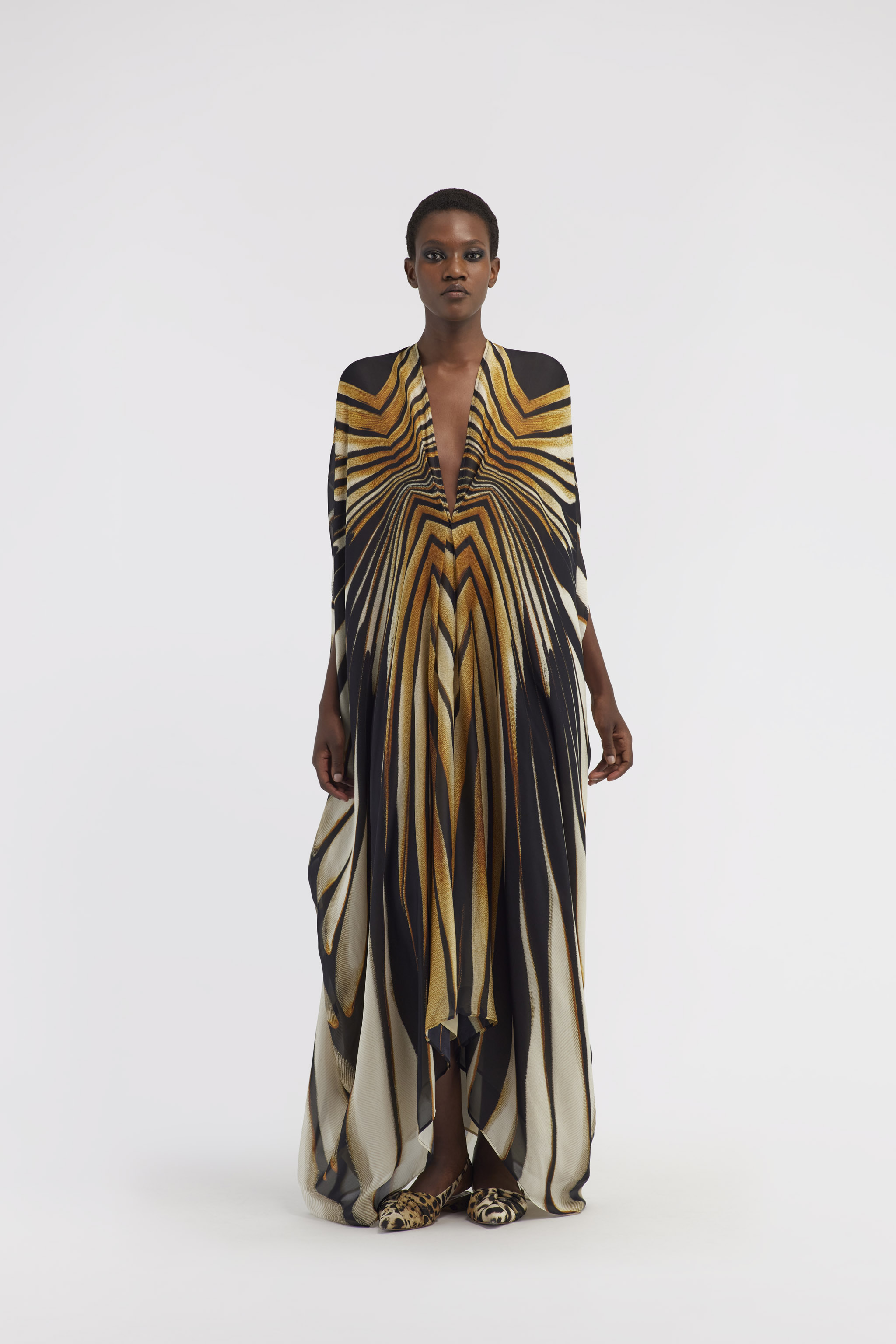 ROBERTO CAVALLI KAFTAN MIT RAY OF GOLD-DRUCK