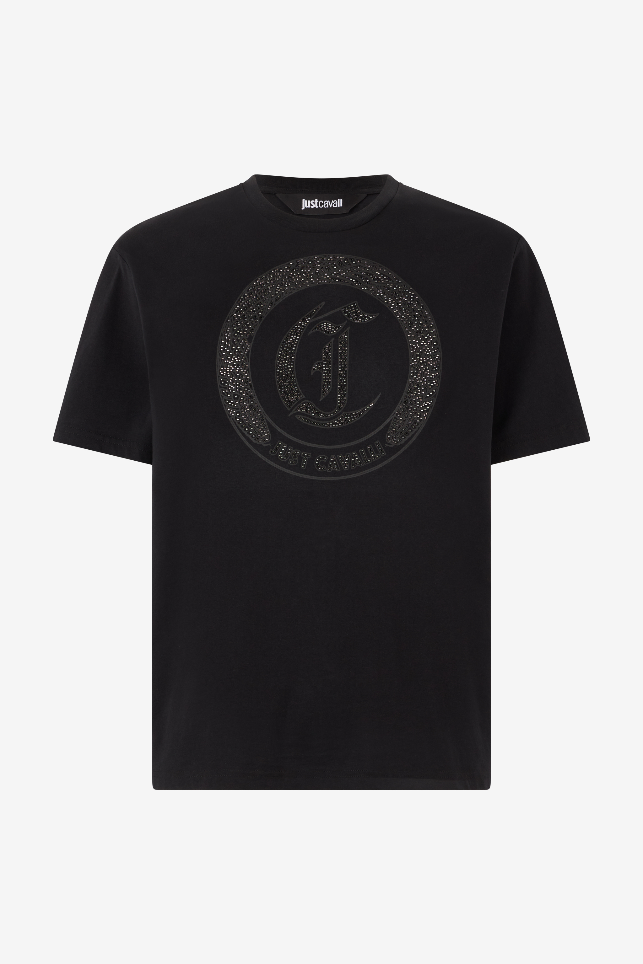 Roberto Cavalli Uomo Nero T-Shirt Con Logo Di Mini Borchie - Abbigliamento - Immagine 1