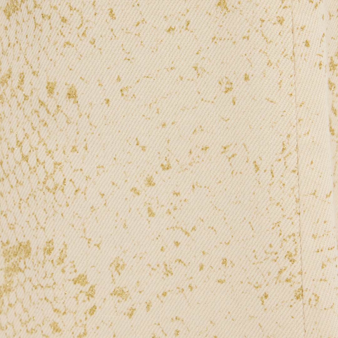 Roberto Cavalli White Flared Jeans With Gold Python Motif In Neutral