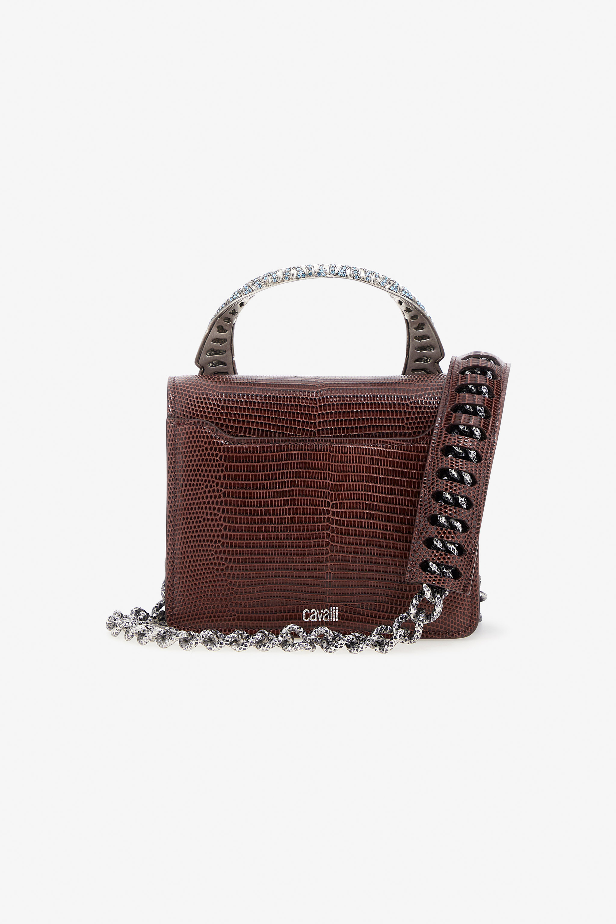Roberto Cavalli Medium Roar Bag In Dark Brown