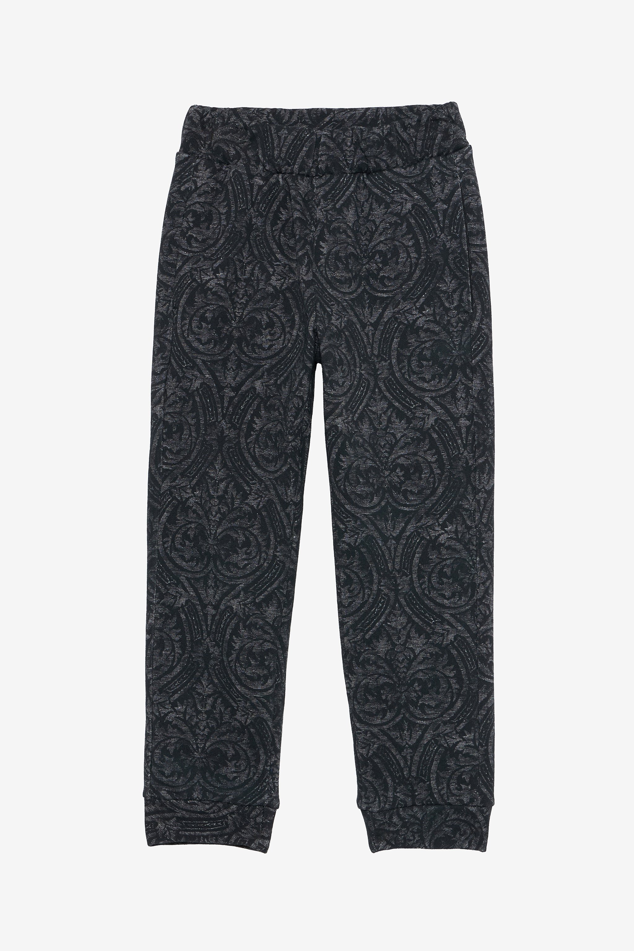 Black Track Pants with Floral Print